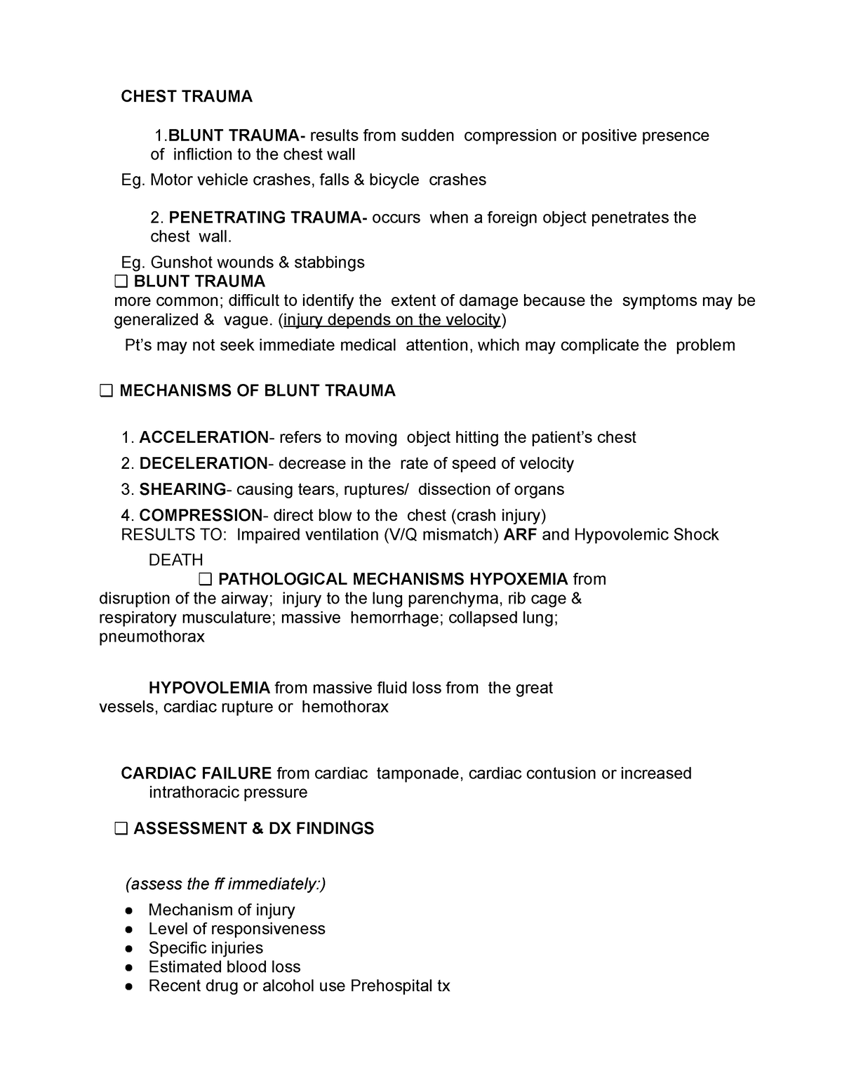 chest trauma literature review