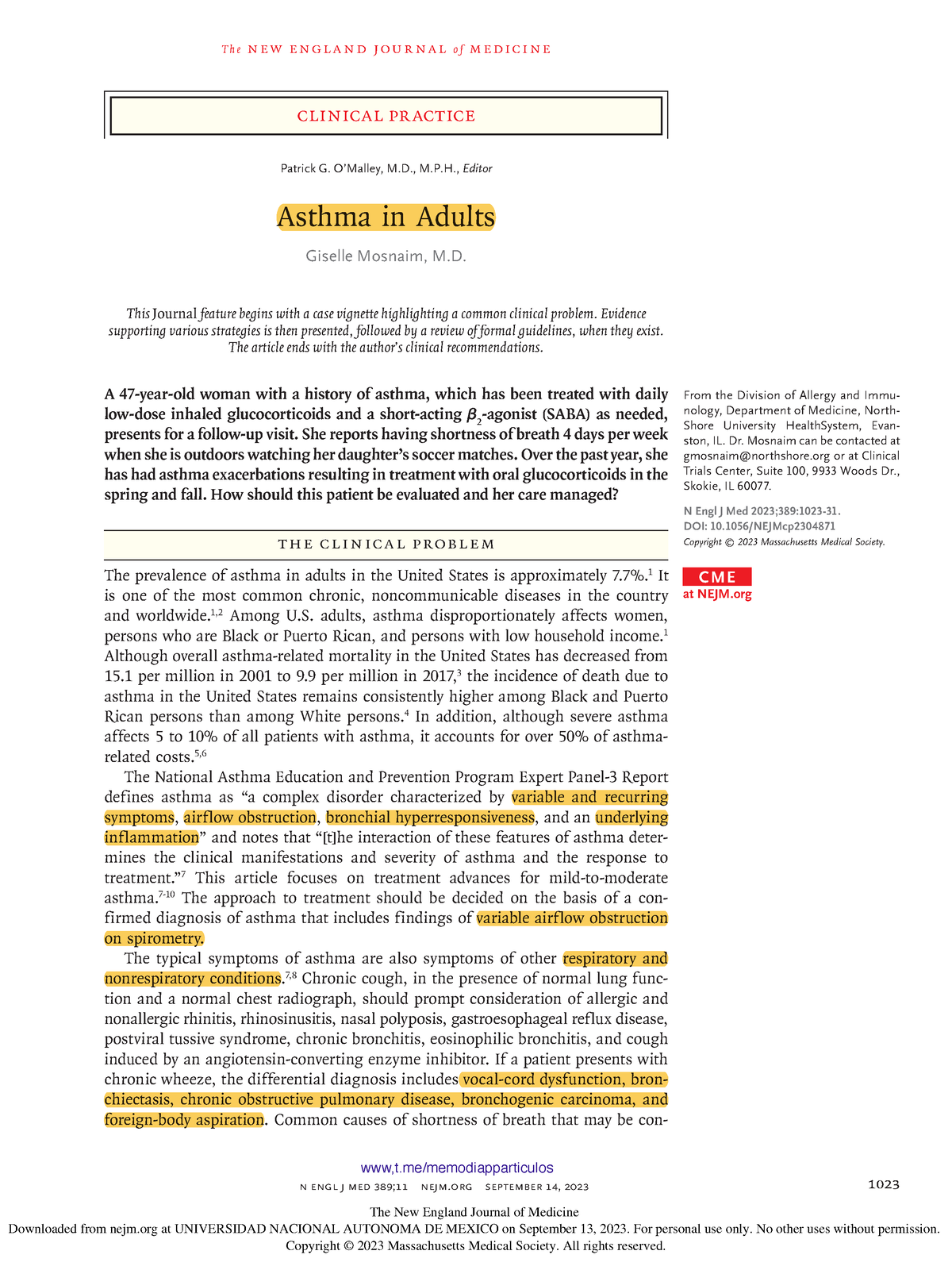 Asthma NEJM (2023) revision NEJM asma n engl j med 389;11 nejm