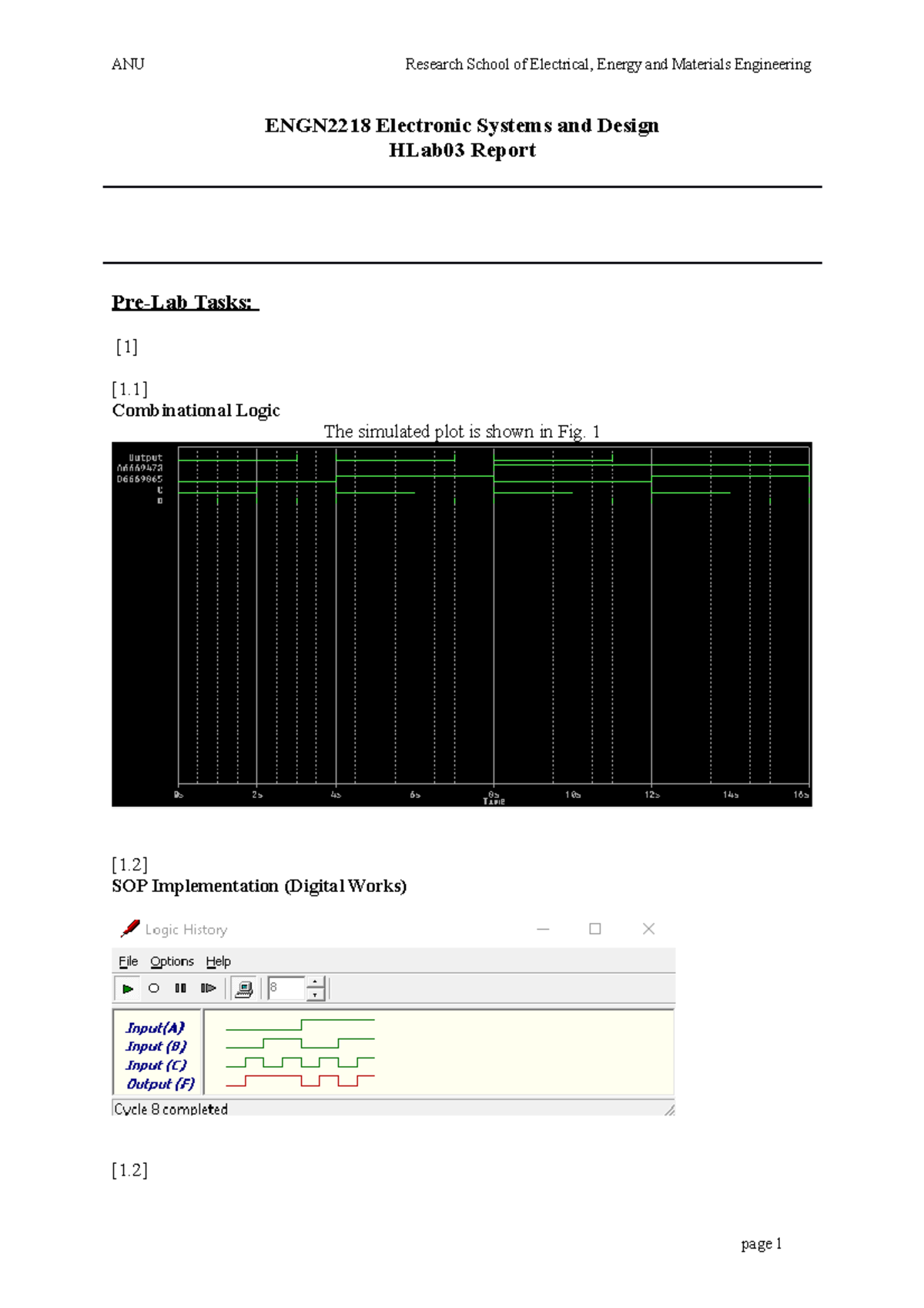 ENGN2218-Hlab6 - Weekly Lab for week 6 - ENGN2218 Electronic Systems ...