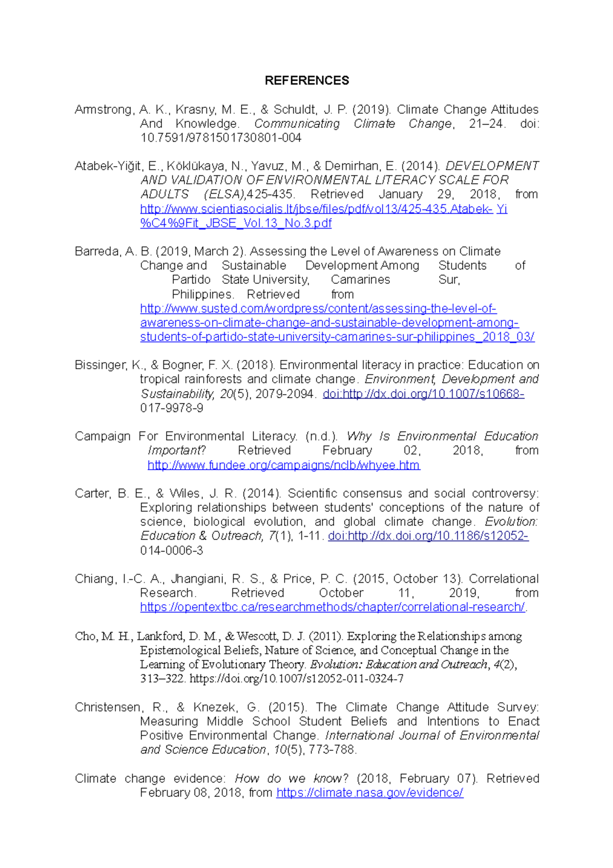 Bibliography - Notes - REFERENCES Armstrong, A. K., Krasny, M. E ...