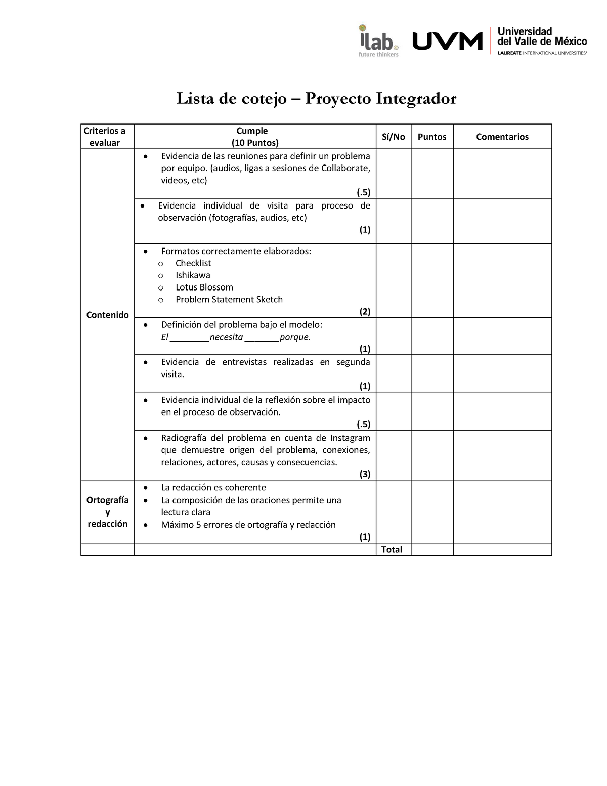 Lc Proyecto Empatia Para Resolver Lista De Cotejo Proyecto Integrador Criterios A Evaluar 7381