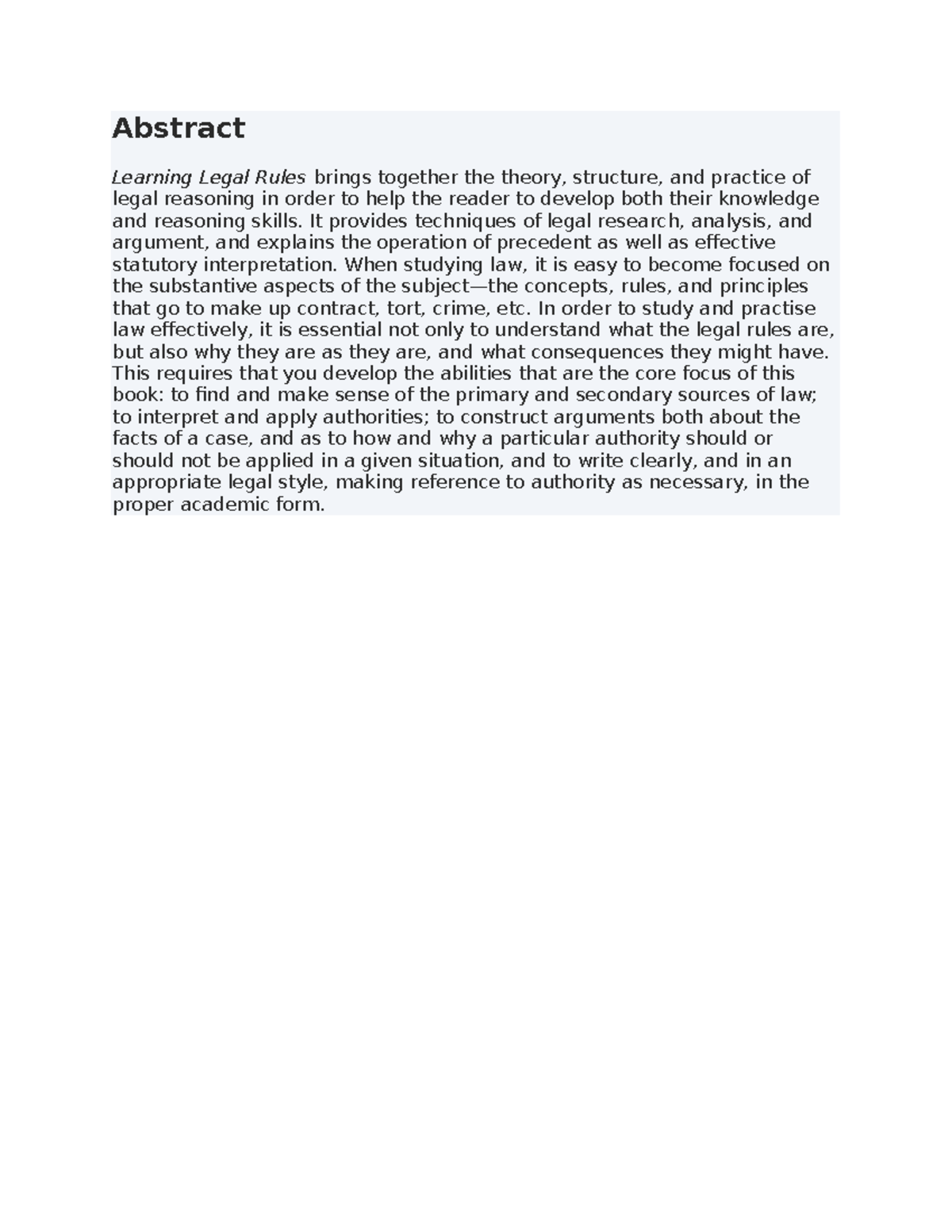 New Microsoft Word Document - Abstract Learning Legal Rules brings ...