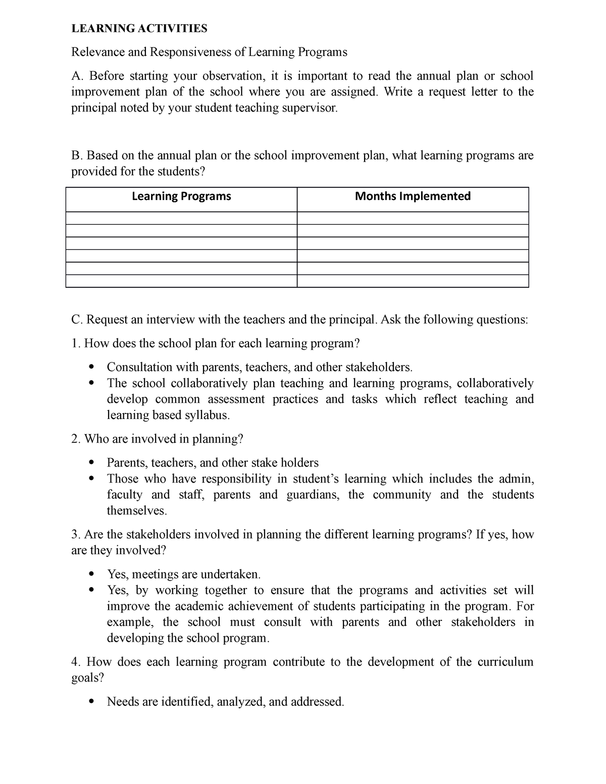 Field Study 1 Activity - LEARNING ACTIVITIES Relevance And ...