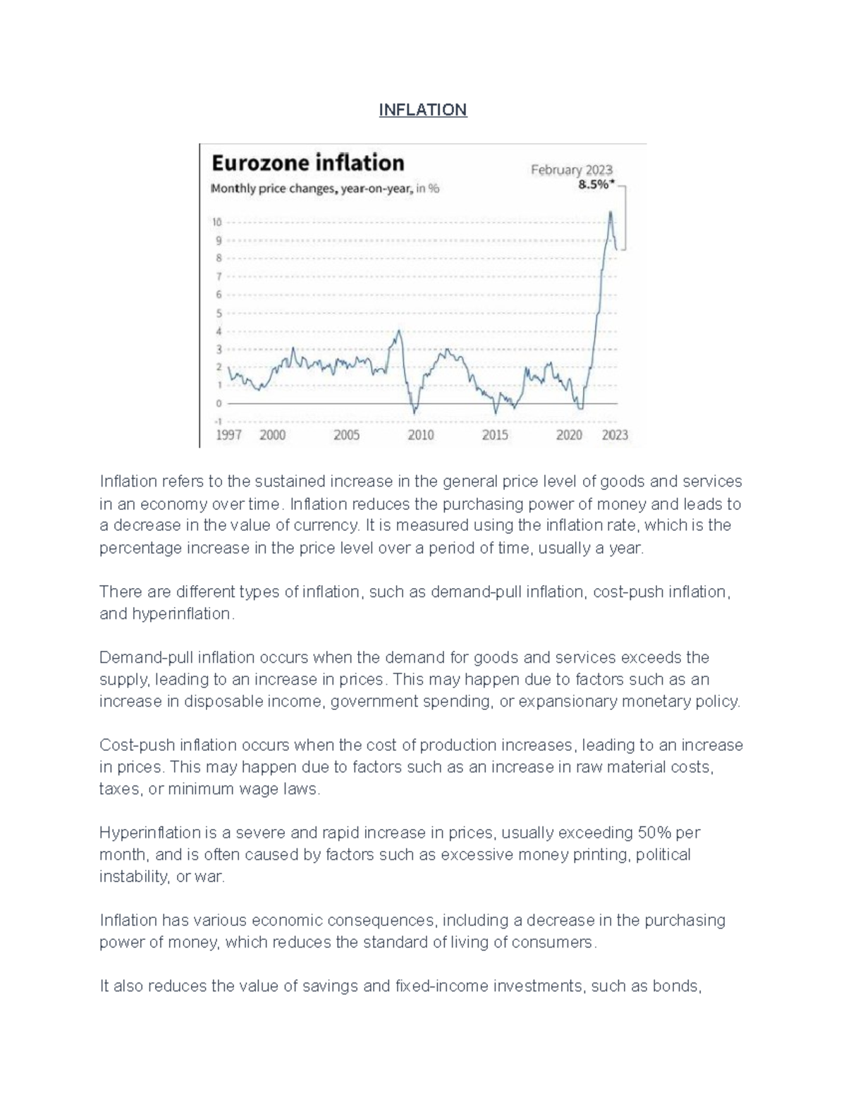 Inflation - INFLATION Inflation refers to the sustained increase in the ...