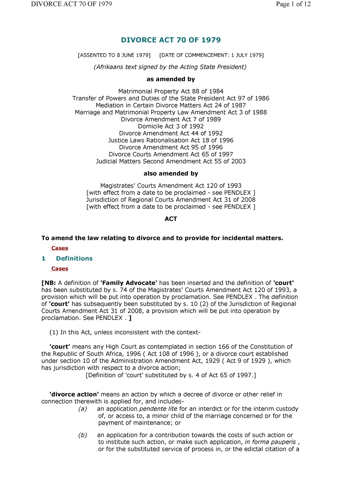 divorce-act-70-of-1979-divorce-act-70-of-1979-assented-to-8-june