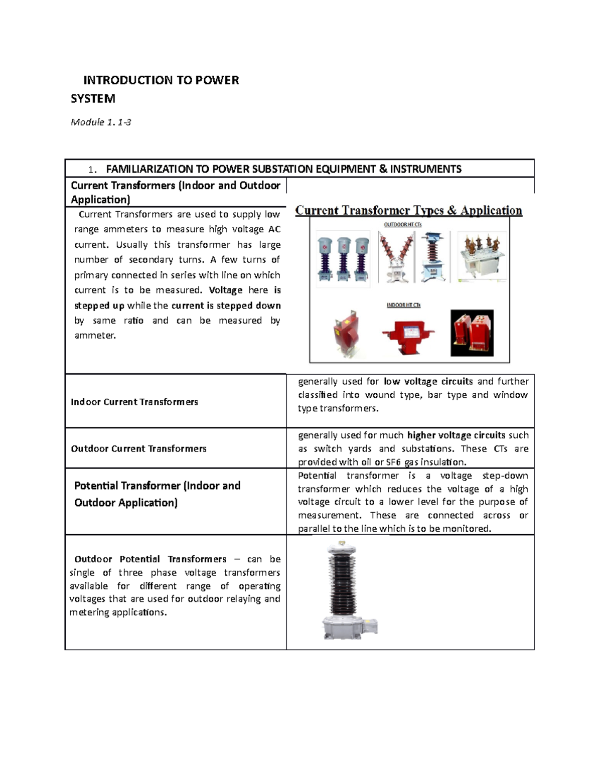 Power System Lecture INTRODUCTION TO POWER SYSTEM Module 1. 1 1