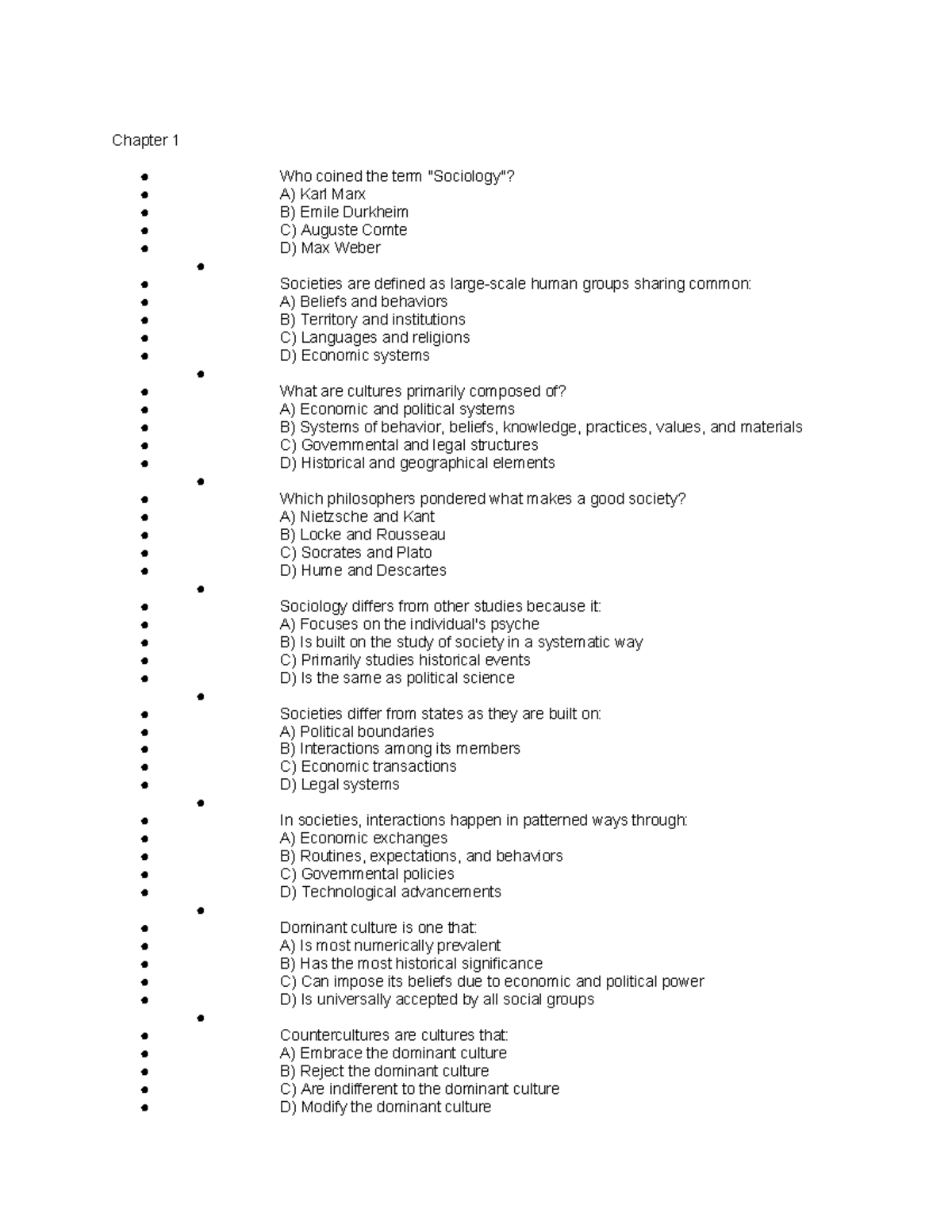 Modified Sociology MCQs - Chapter 1 Who coined the term 