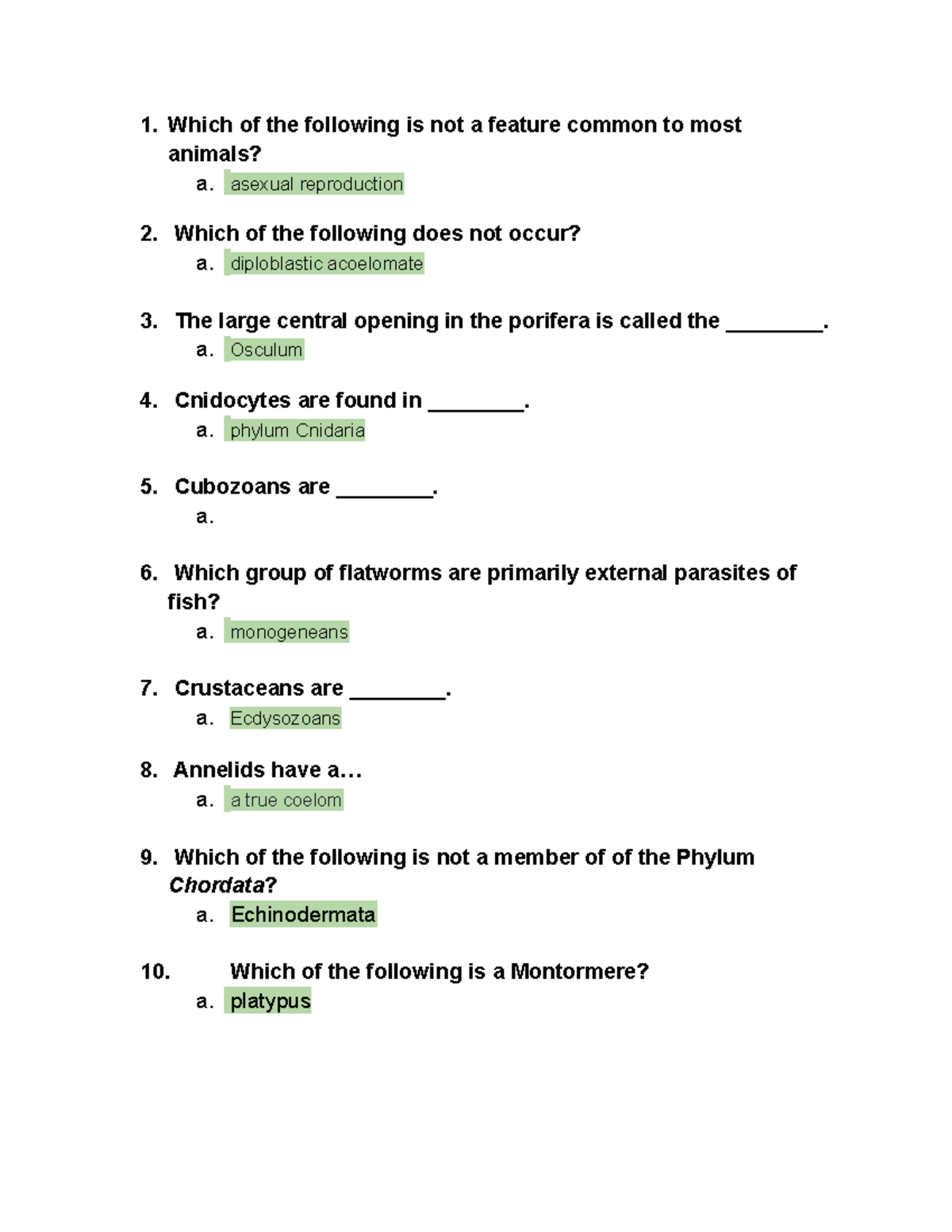 Biology Chapter 15 Review + Answers - 1. Which Of The Following Is Not ...