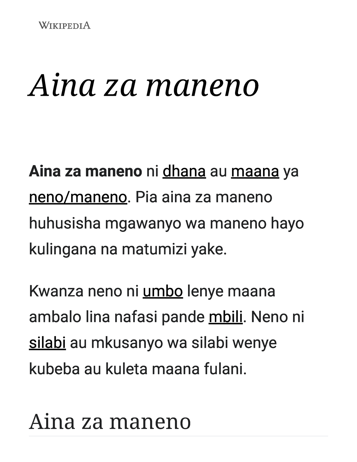 Aina za maneno - Wikipedia, kamusi elezo huru - Morphology and syntax ...