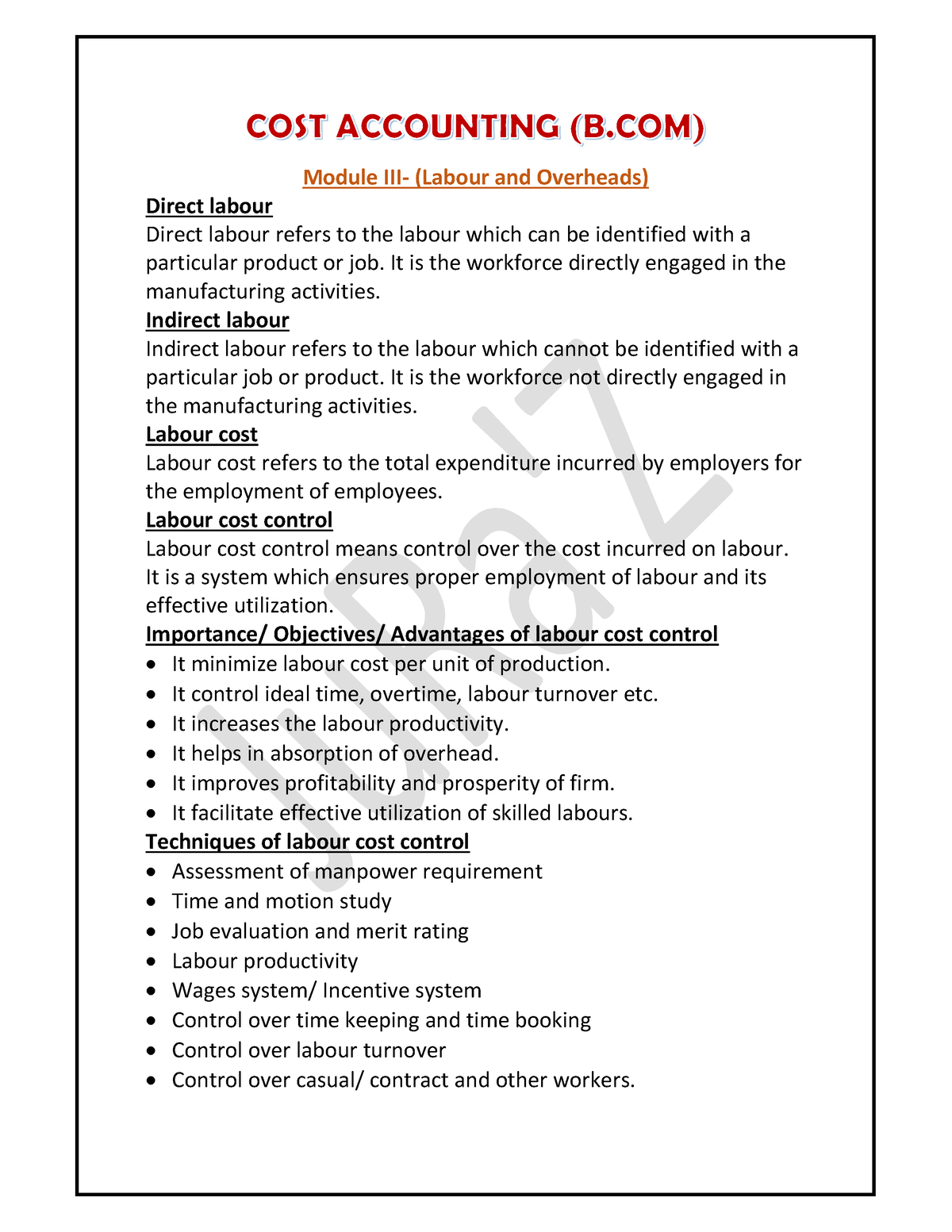 What Is Direct Labour In Cost Accounting