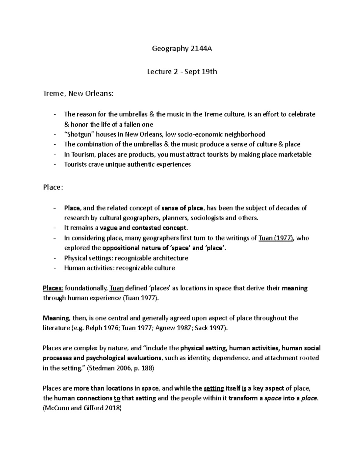 Geography 2144 Lecture 2 Notes - Geography 2144A Lecture 2 - Sept 19th ...