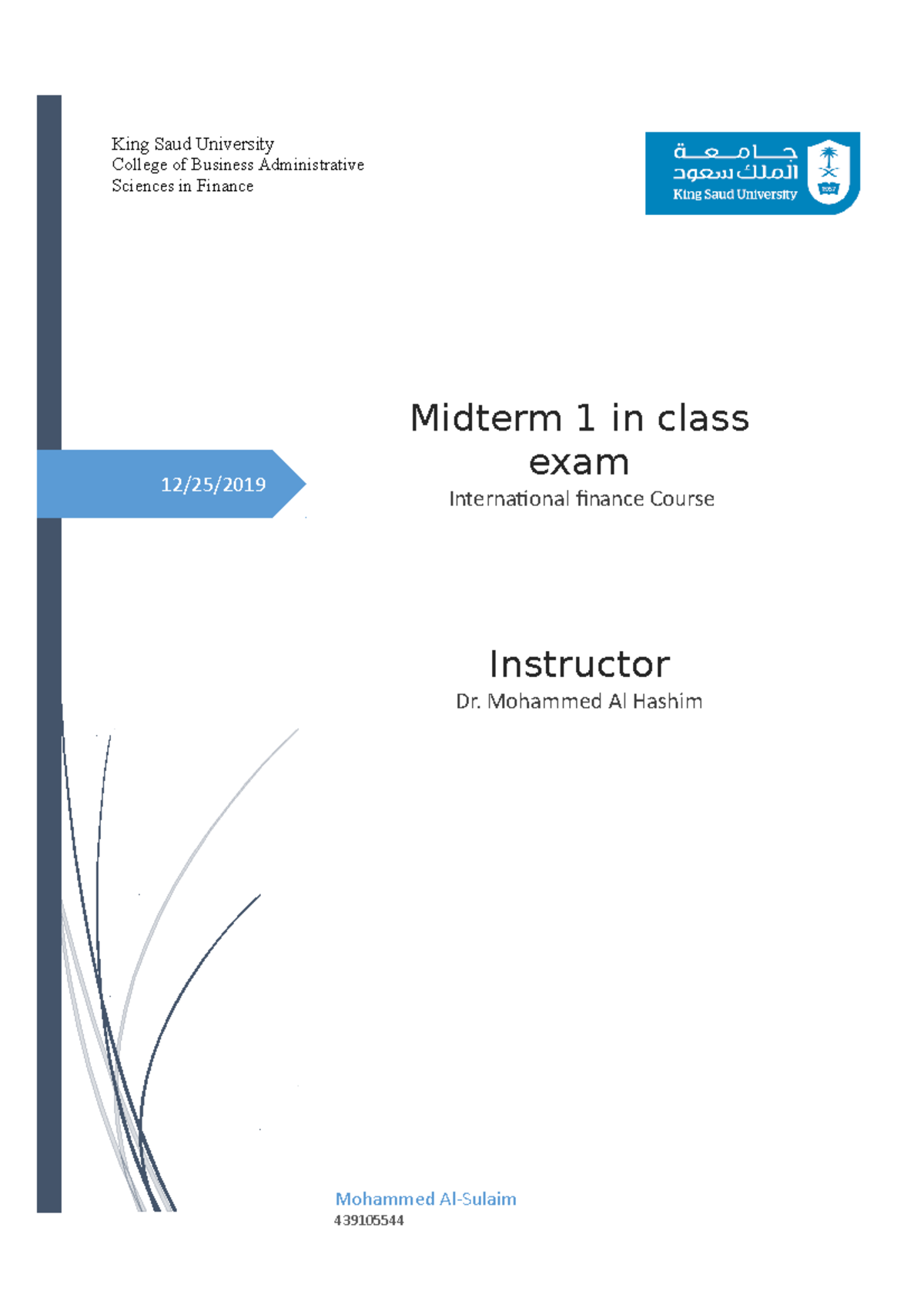 Midterm 1 in class exam - manual solution and reference documents for ...