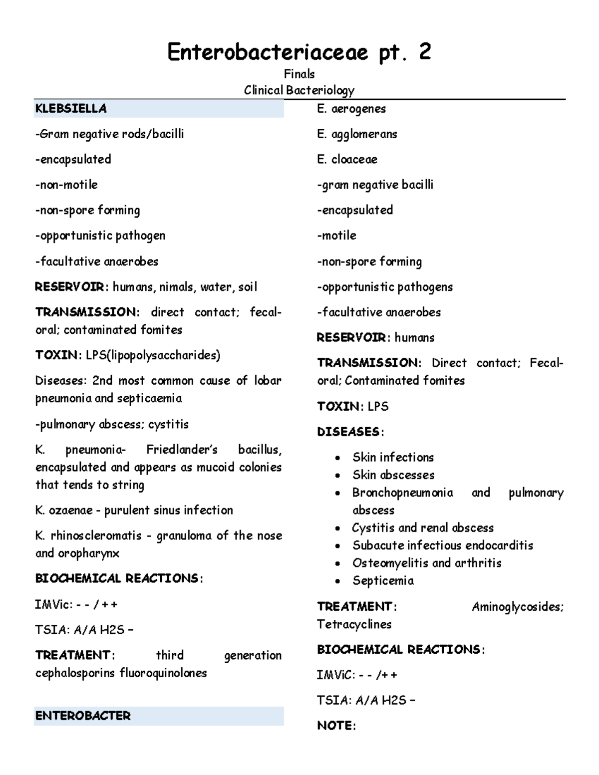 Bacteriology - Enterobacteriaceae part 2 - Enterobacteriaceae pt. 2 ...