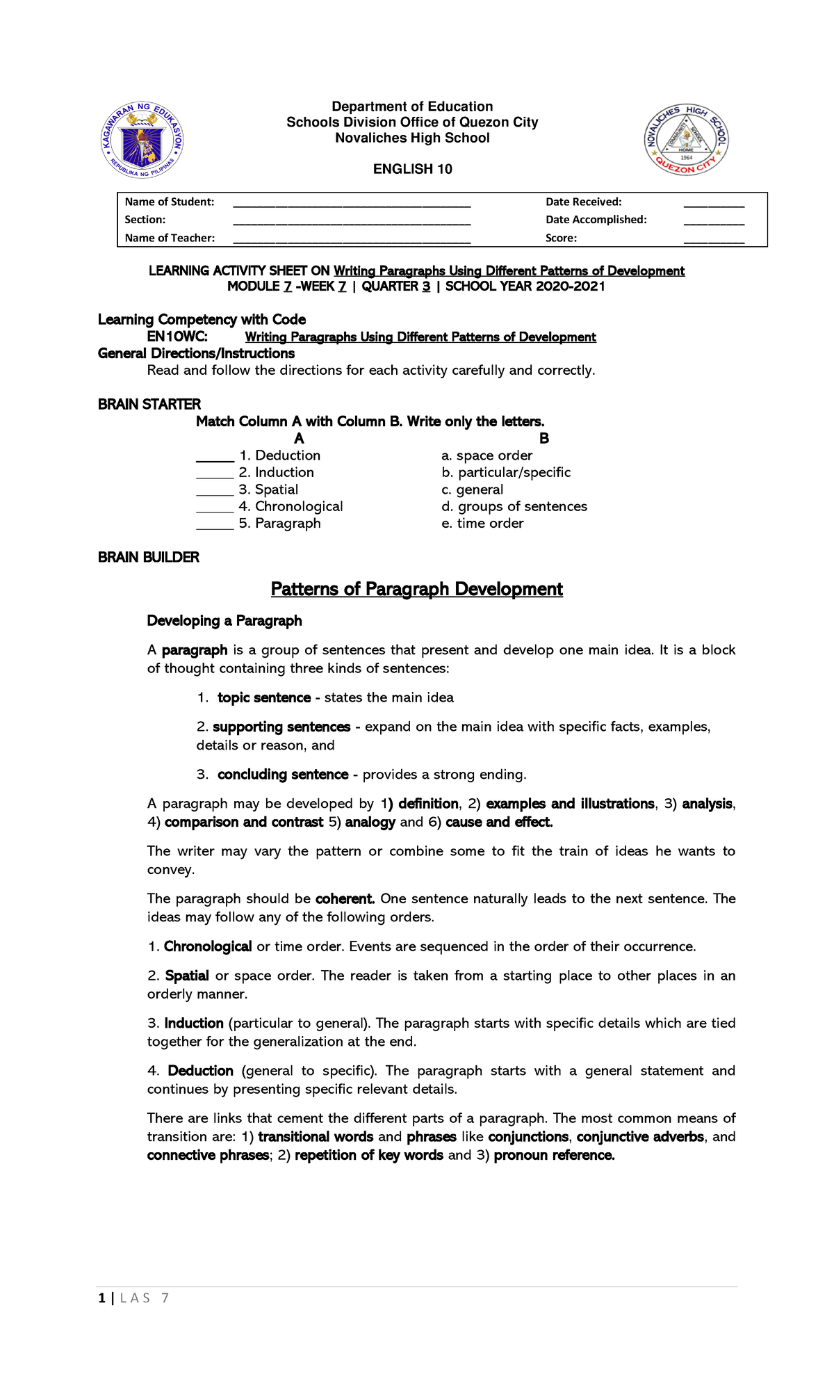 LAS-7 Qtr3 Patterns-of-Paragraph-Development-1 i hope i ohpe ...