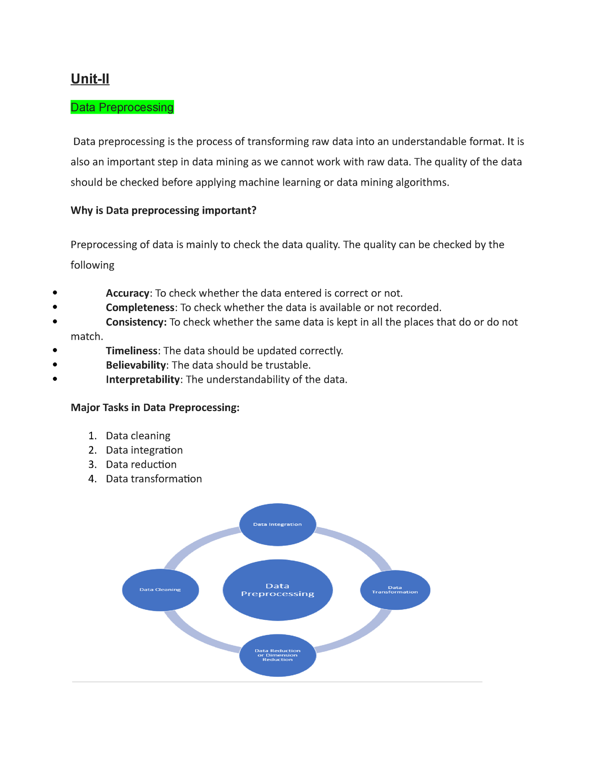 Unit-2 Data Preprocessing - Unit-II Data Preprocessing Data ...