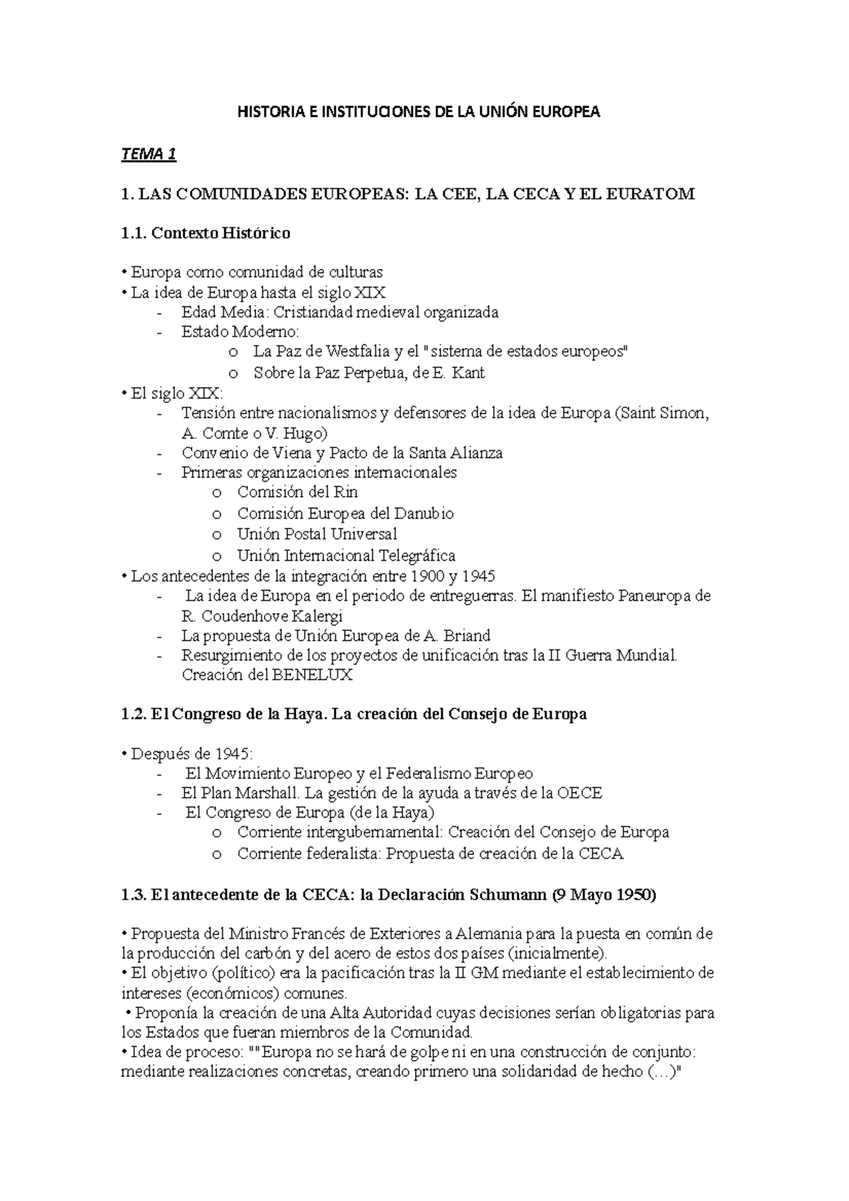 Tema 1 Historia E Instituciones Del Derecho Historia E Instituciones De La UniÓn Europea Tema 7310