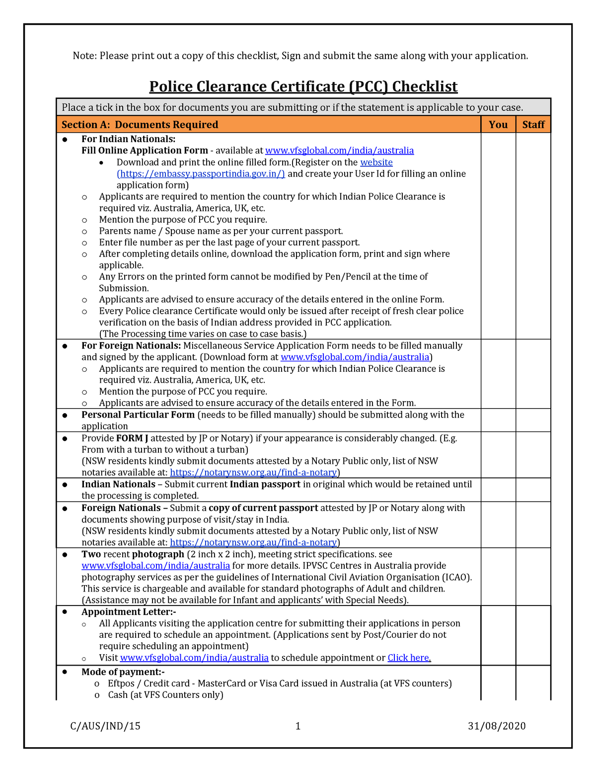 Checklist for pcc updated Note Please print out a copy of this