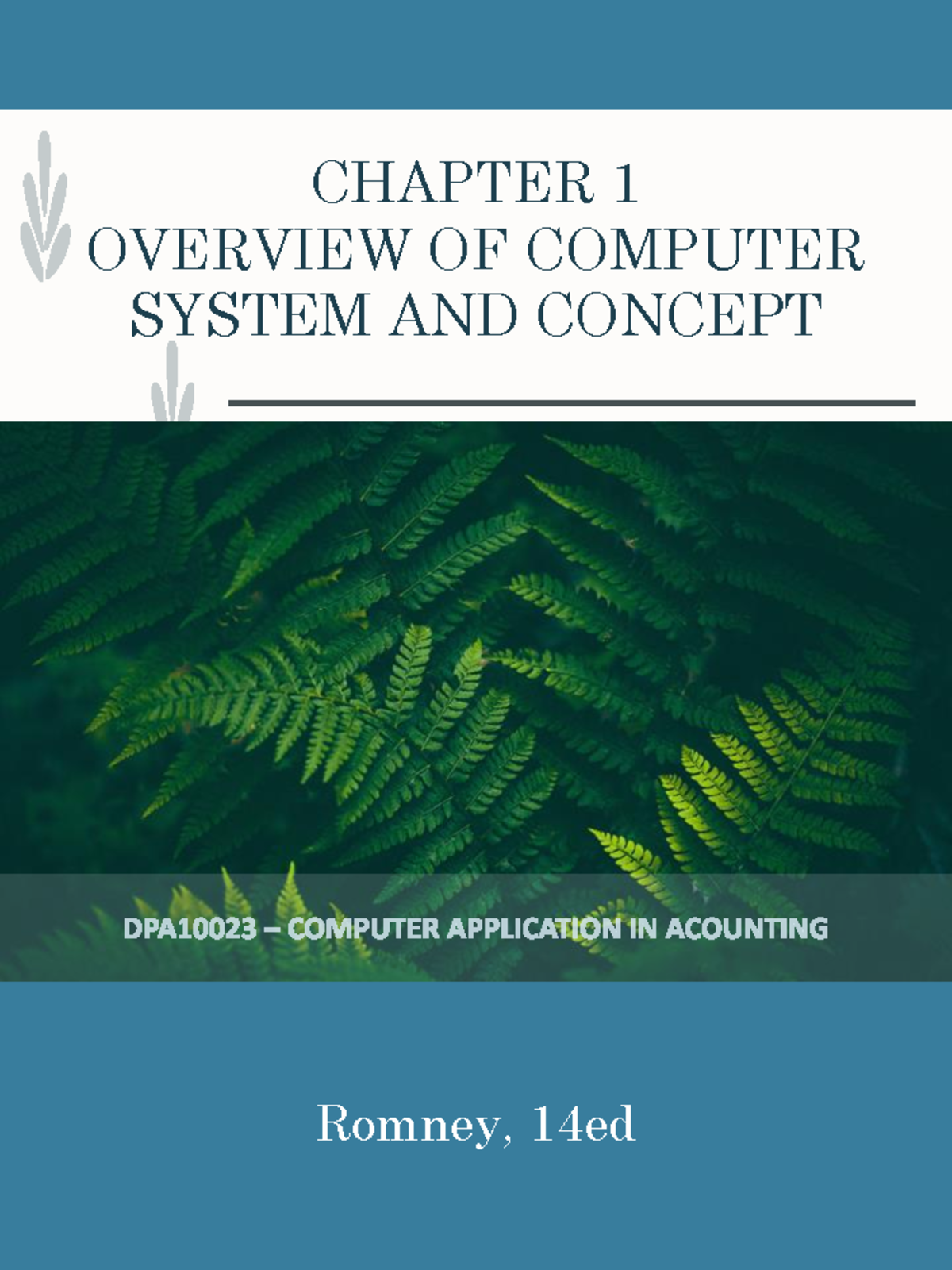 Chapter 1 Overview - Romney, 14ed CHAPTER 1 OVERVIEW OF COMPUTER SYSTEM ...