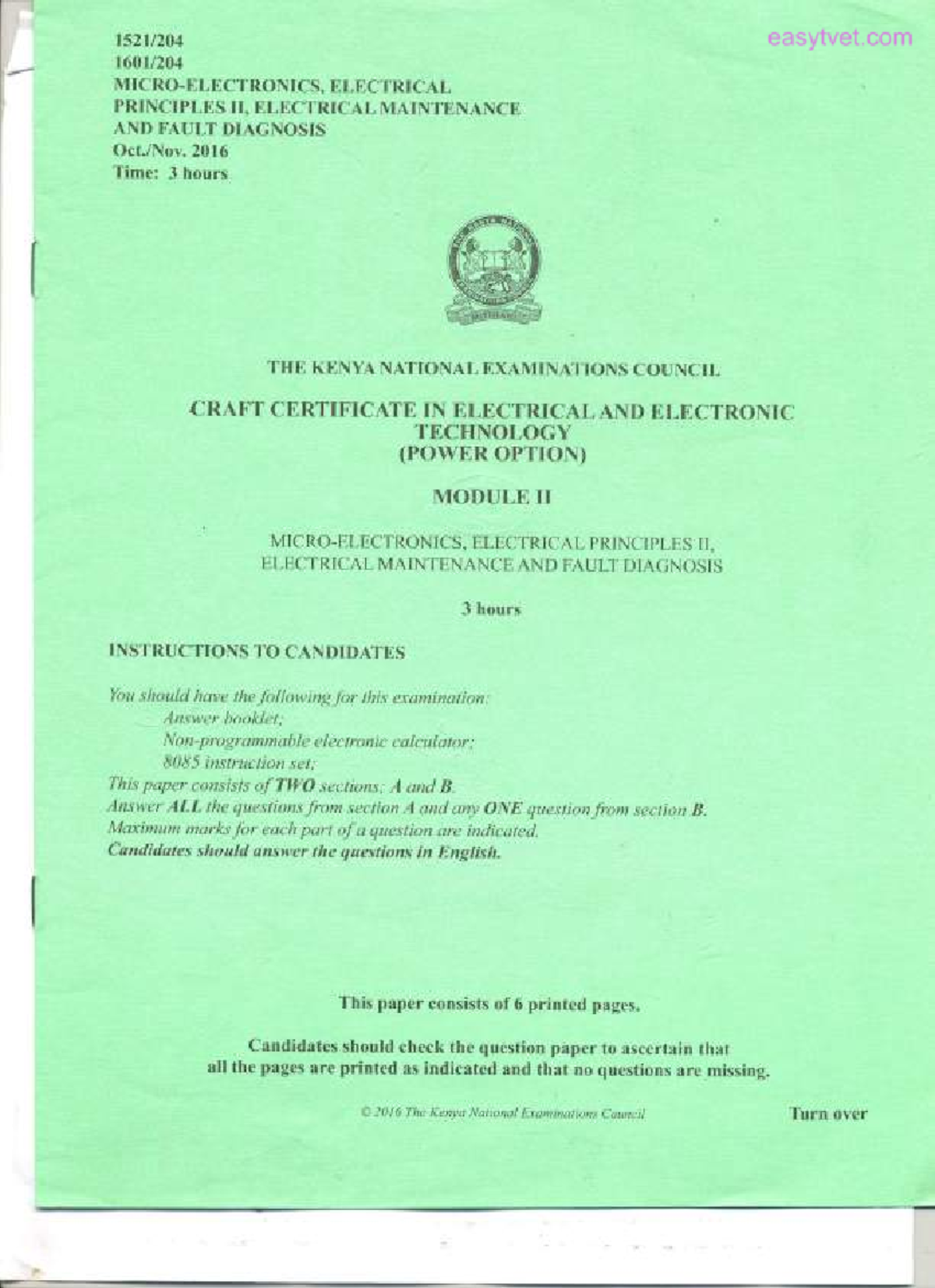2016 nov - Electrical and electronics engineering - Studocu