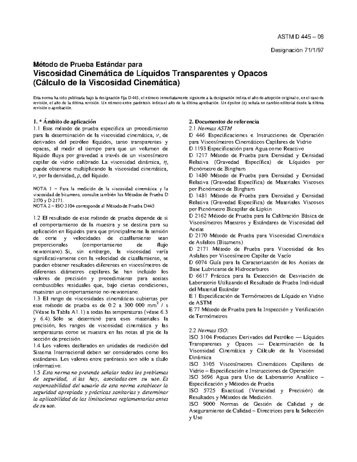 ASTM D445 Viscosidad Cinemática - ASTM D 445 – 06 Designación 71/1 ...