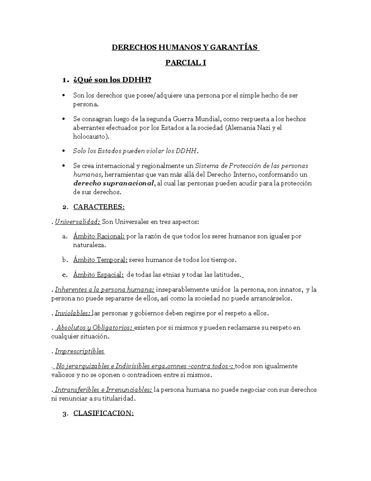 Derechos Humanos Y Garantías - Parcial I - DERECHOS HUMANOS Y GARANTÍAS ...