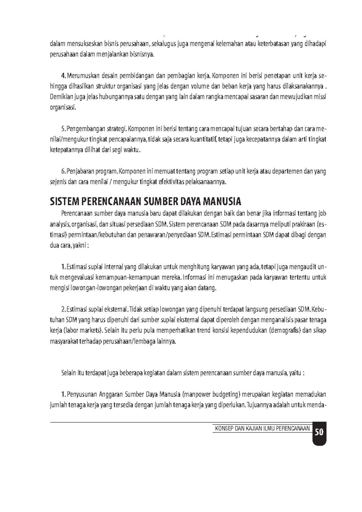 Sistem perencanaan sdm - KONSEP DAN KAJIAN ILMU PERENCANAAN dalam