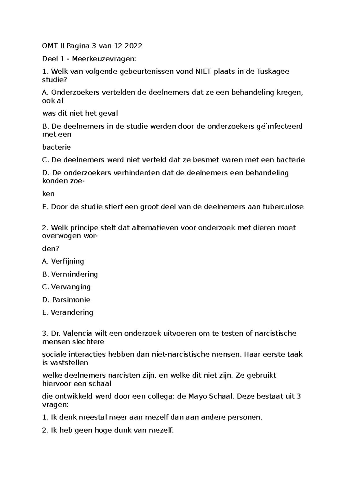 Proefexamen RMT 2 zonder oplossingen - OMT II Pagina 3 van 12 2022 Deel ...