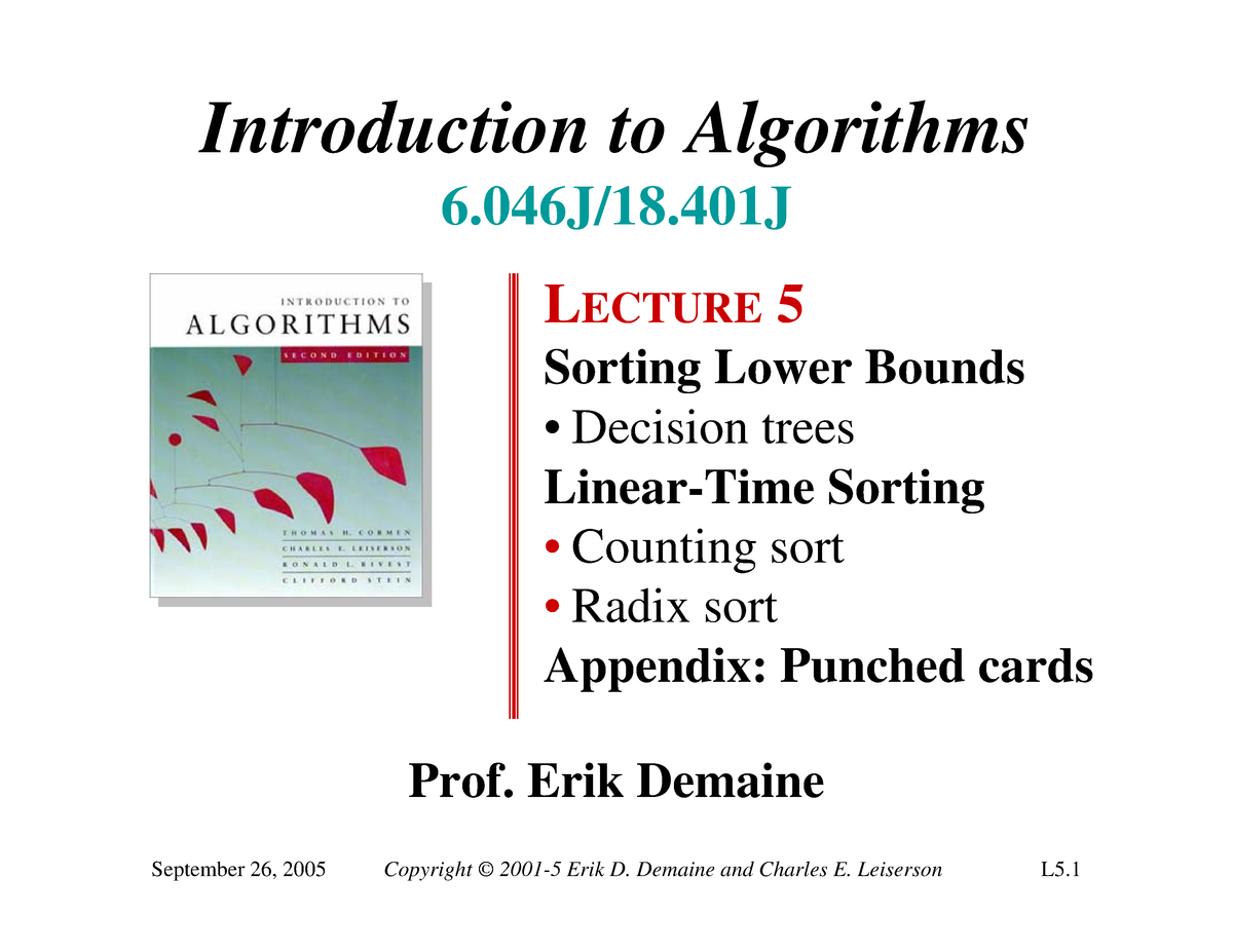 Lecture Slides, Lectures 5 - 7 - Introduction To Algorithms ...