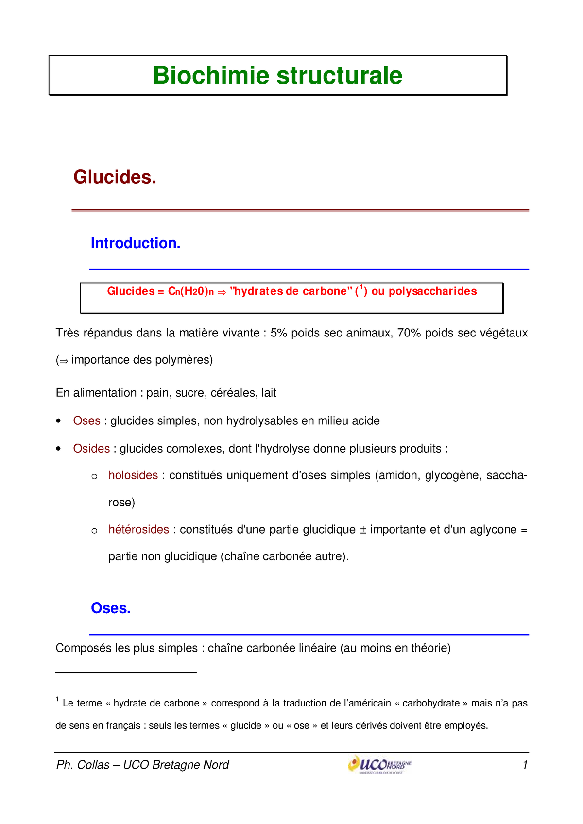 Cours Et Exercices De Biochimie Structurale - Biochimie Structurale ...