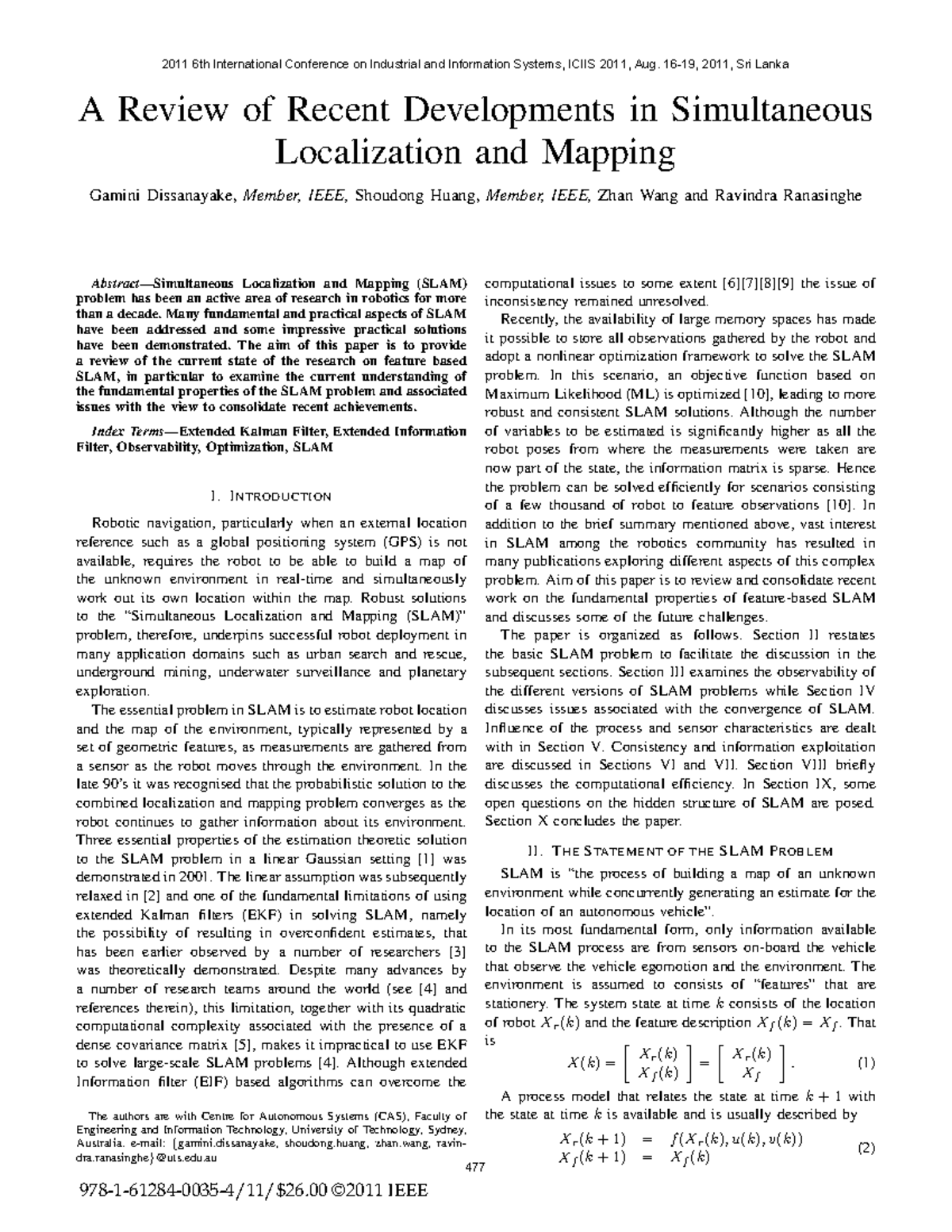 A Review of Recent Developments in Simultaneous Localization and ...