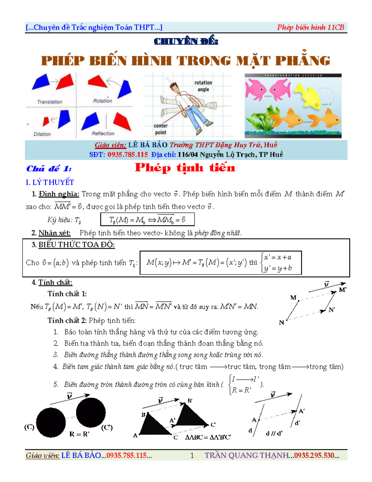 Chuyen De Phep Tinh Tien Ido5v - CHUY£N ß“: PH–P BI’N H NH TRONG M∆T ...