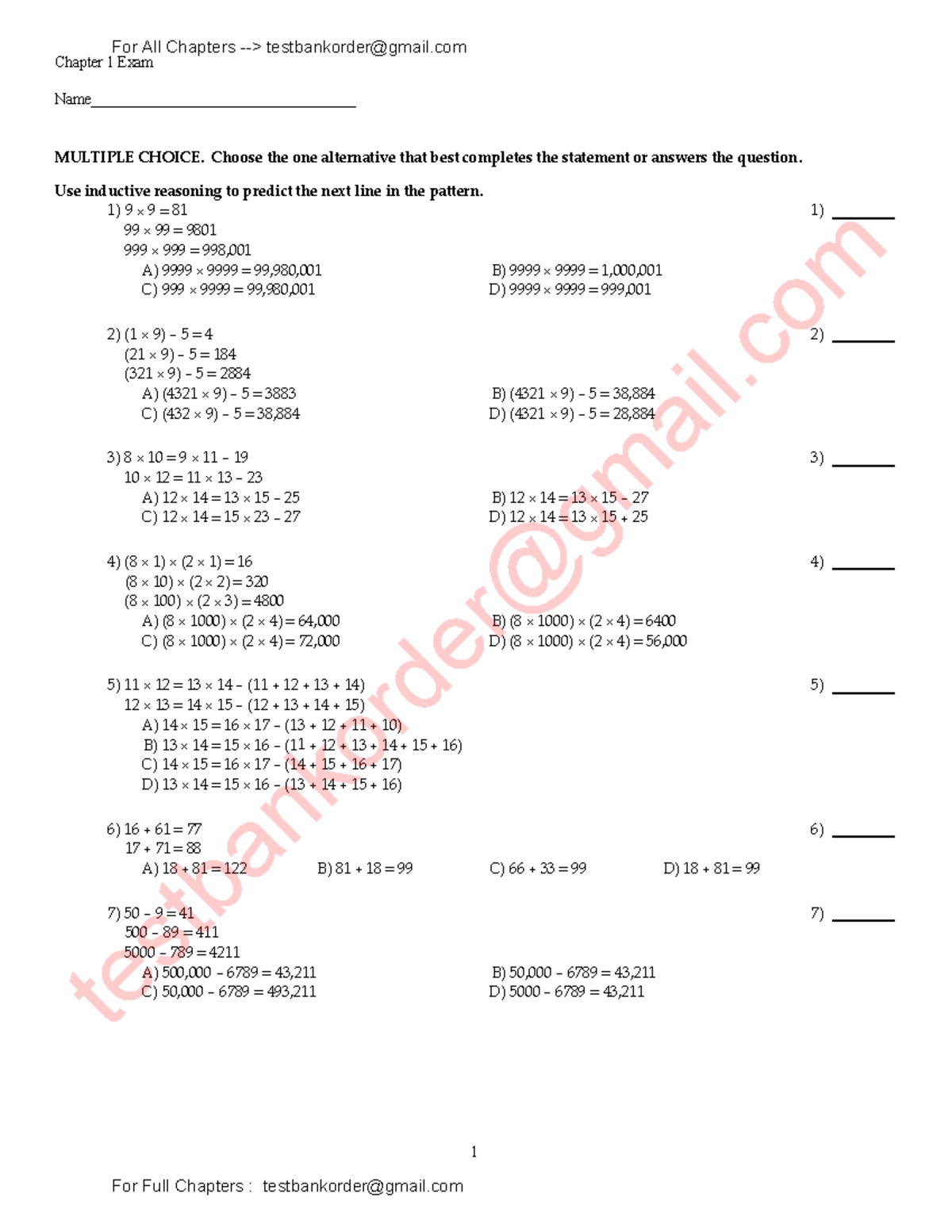 Solutions and Test Bank For A Survey of Mathematics with Applications