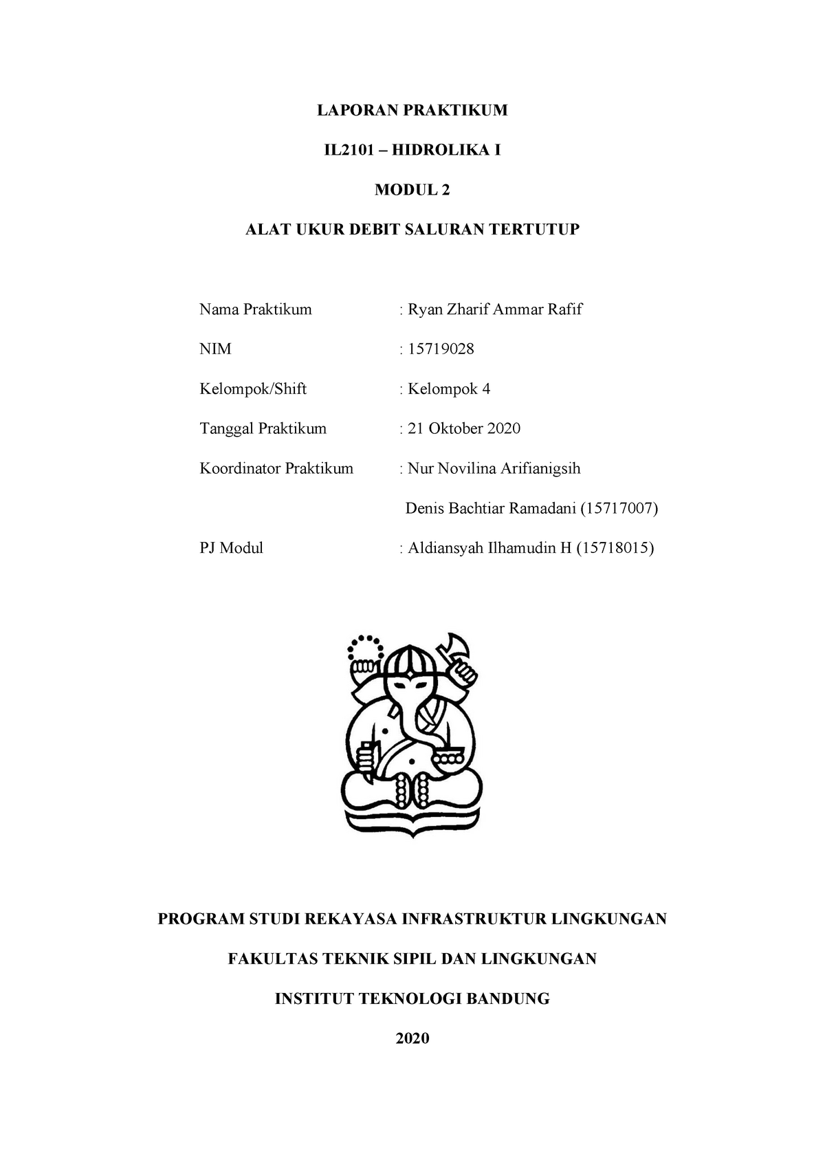 Modul 2 Alat Ukur Debit Saluran Tertutup - LAPORAN PRAKTIKUM IL2101 ...