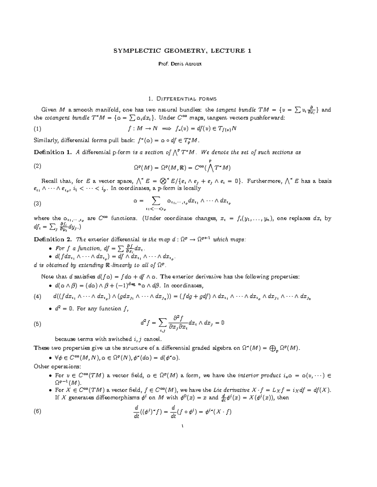 Review Of Differential Forms, Lie Derivative, And De Rham Cohomology ...