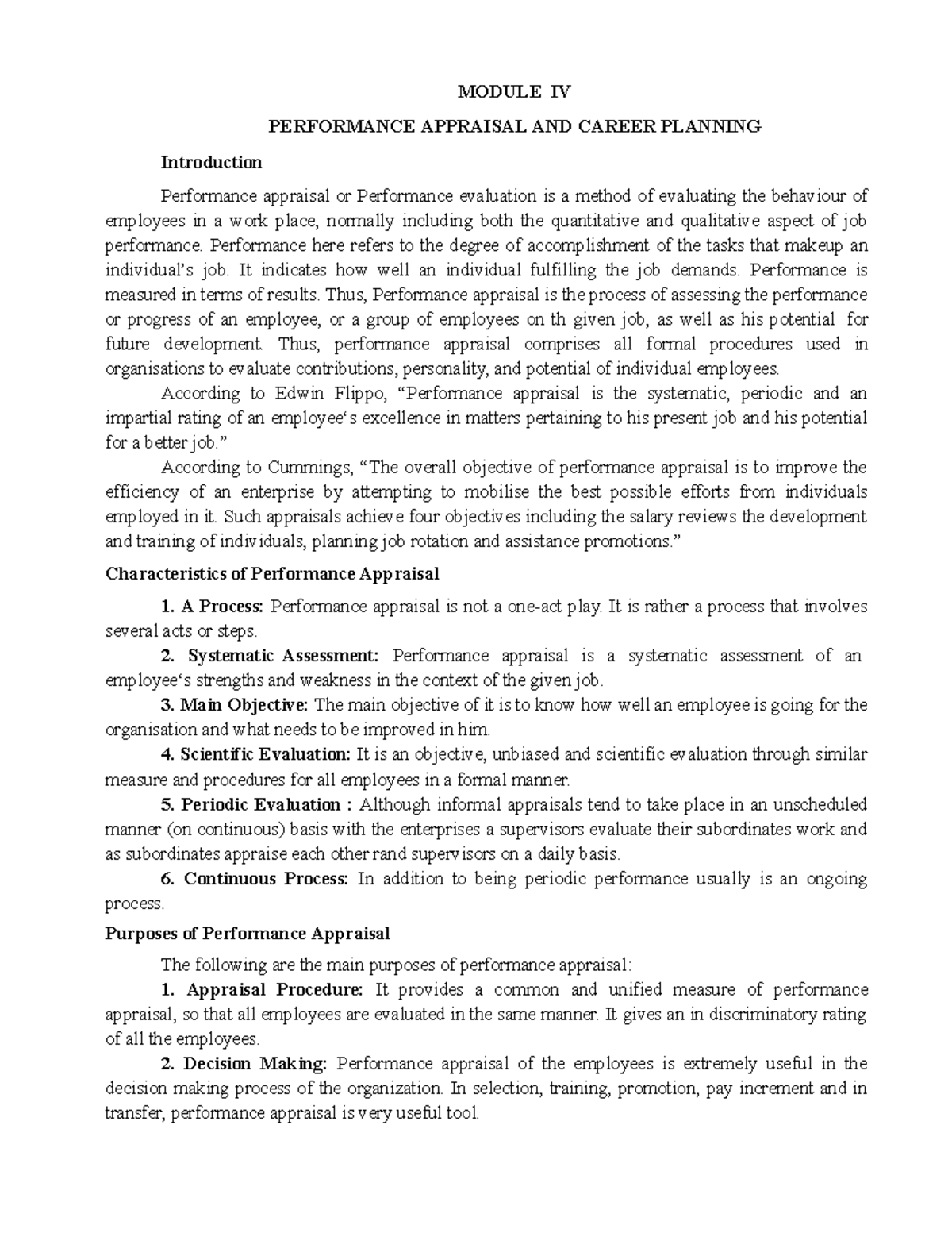 Module-4 - It’s lecture notes - MODULE IV PERFORMANCE APPRAISAL AND ...