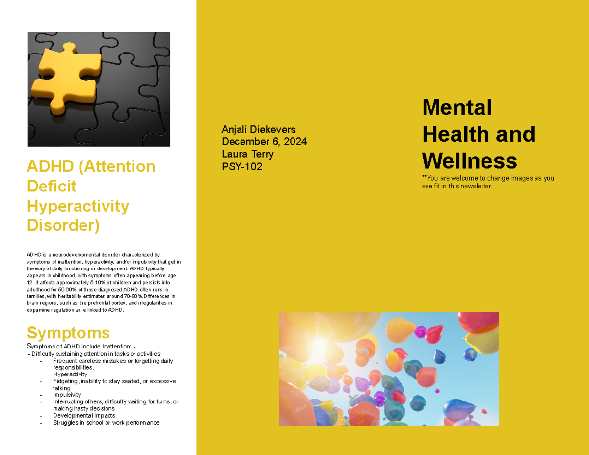 PSY 102 RS T7 Template 1 Brochure - ADHD (Attention Deficit ...