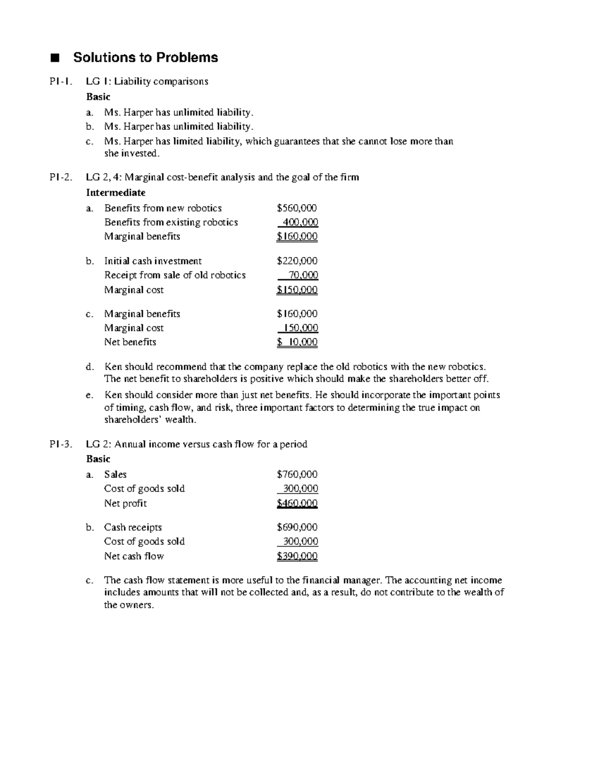 Gitman IM ch01 - Lecture notes 1-4 - Solutions to Problems P1-1. LG 1 ...