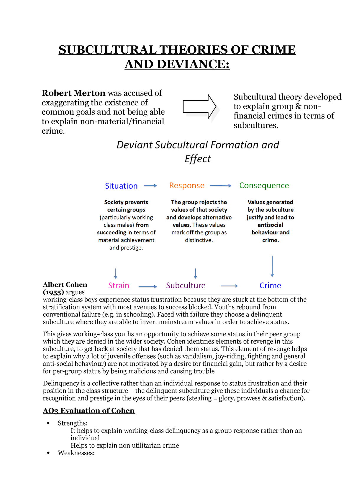 subculture theory criminology essay