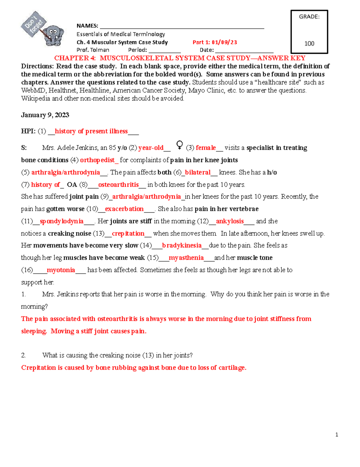 Chapter 4 medical terminology answers