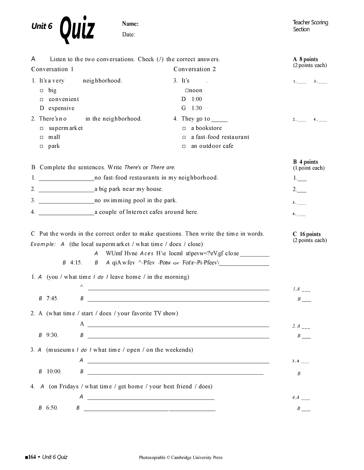 Touchstone Unit PDF Coffee Restaurant And Catering Scribd Unit Quiz ...