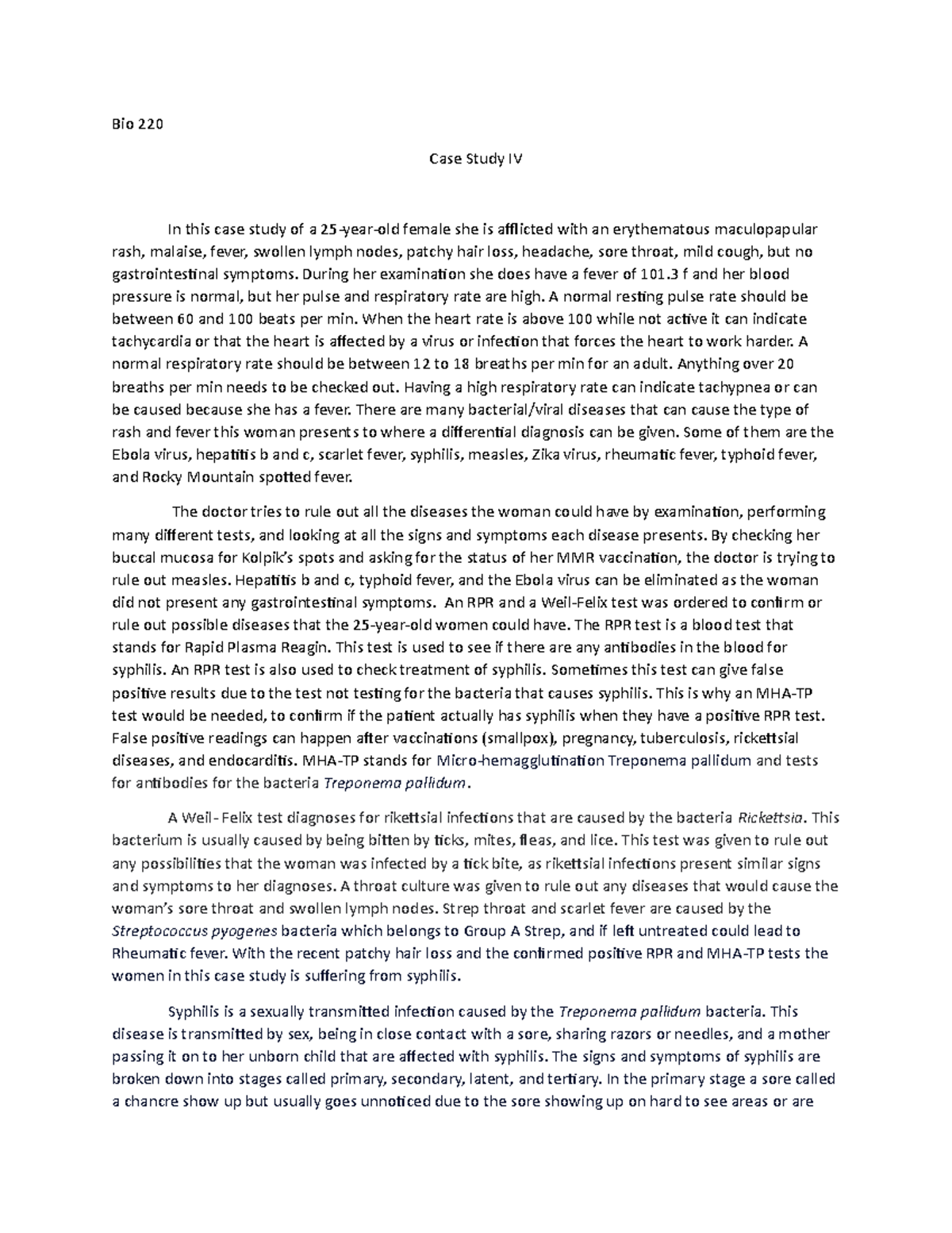 Casestudy 4bio220 - micro case study - Bio 220 Case Study IV In this ...