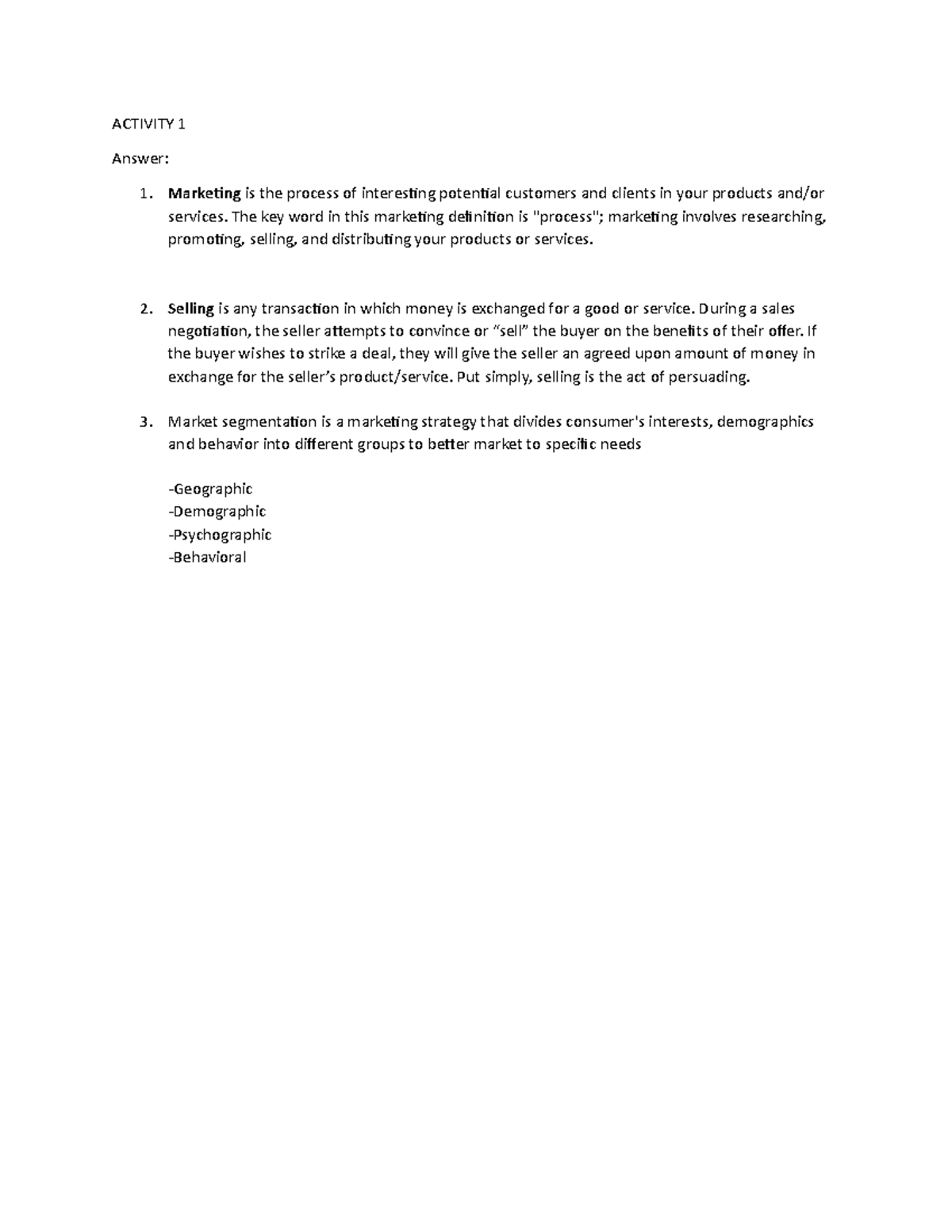 marketing-management-course-marketing-course-2-activity-1-answer