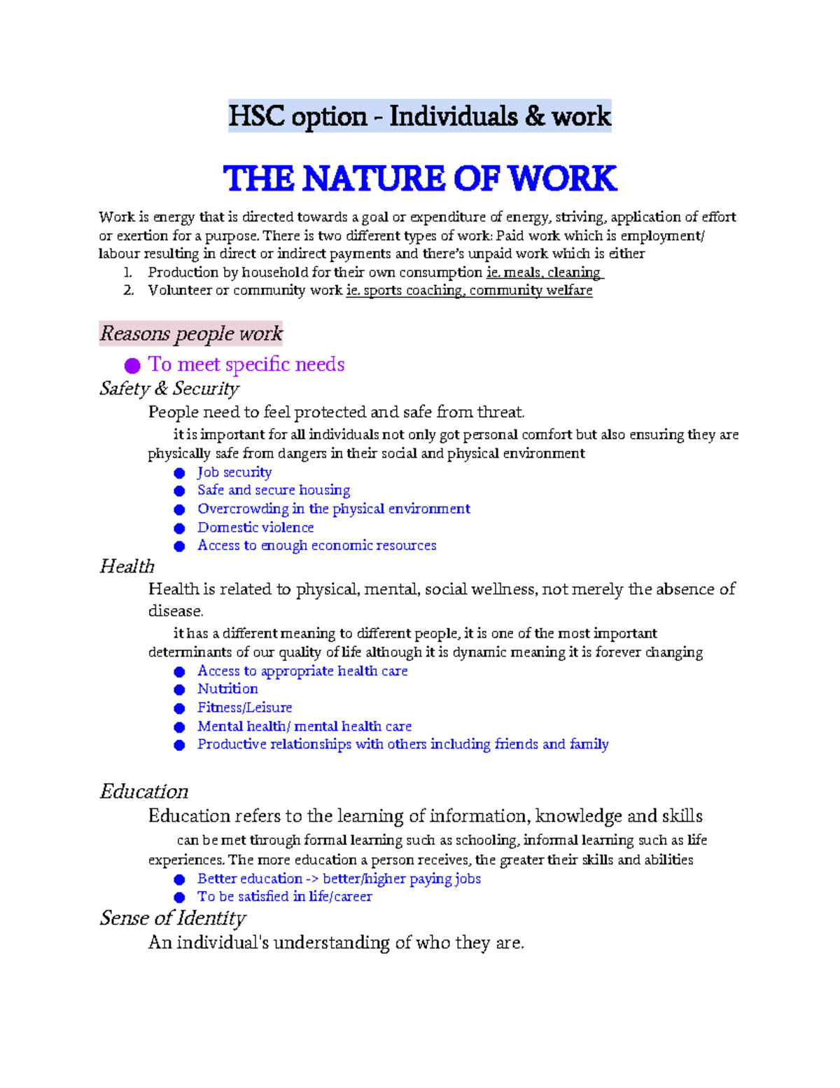 HSC Option - Individuals & Work - HSC option - Individuals & work THE ...