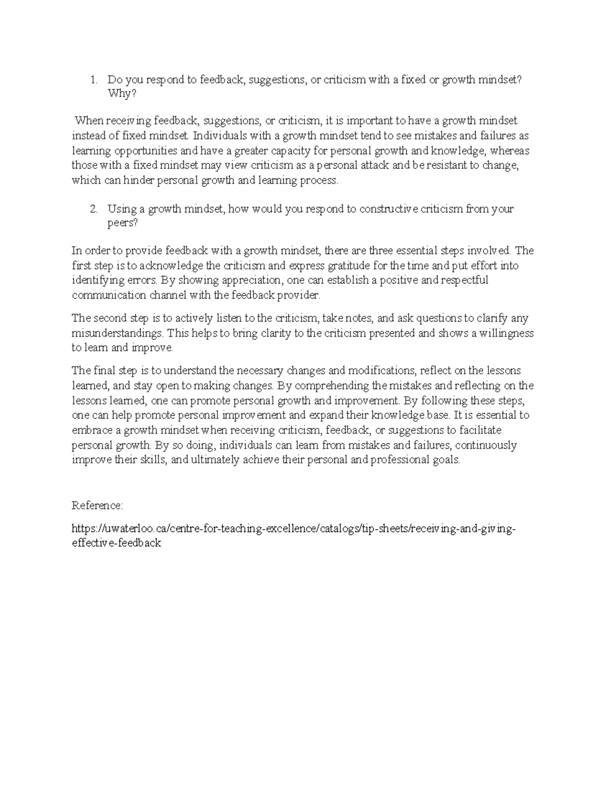 WEEK 5 UNIT 5 How do you respond to feedback - Do you respond to ...