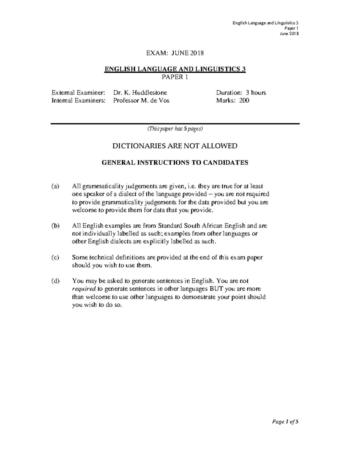 English Language And Linguistics 3 P1 Jun 2018 Paper 1 June 2018