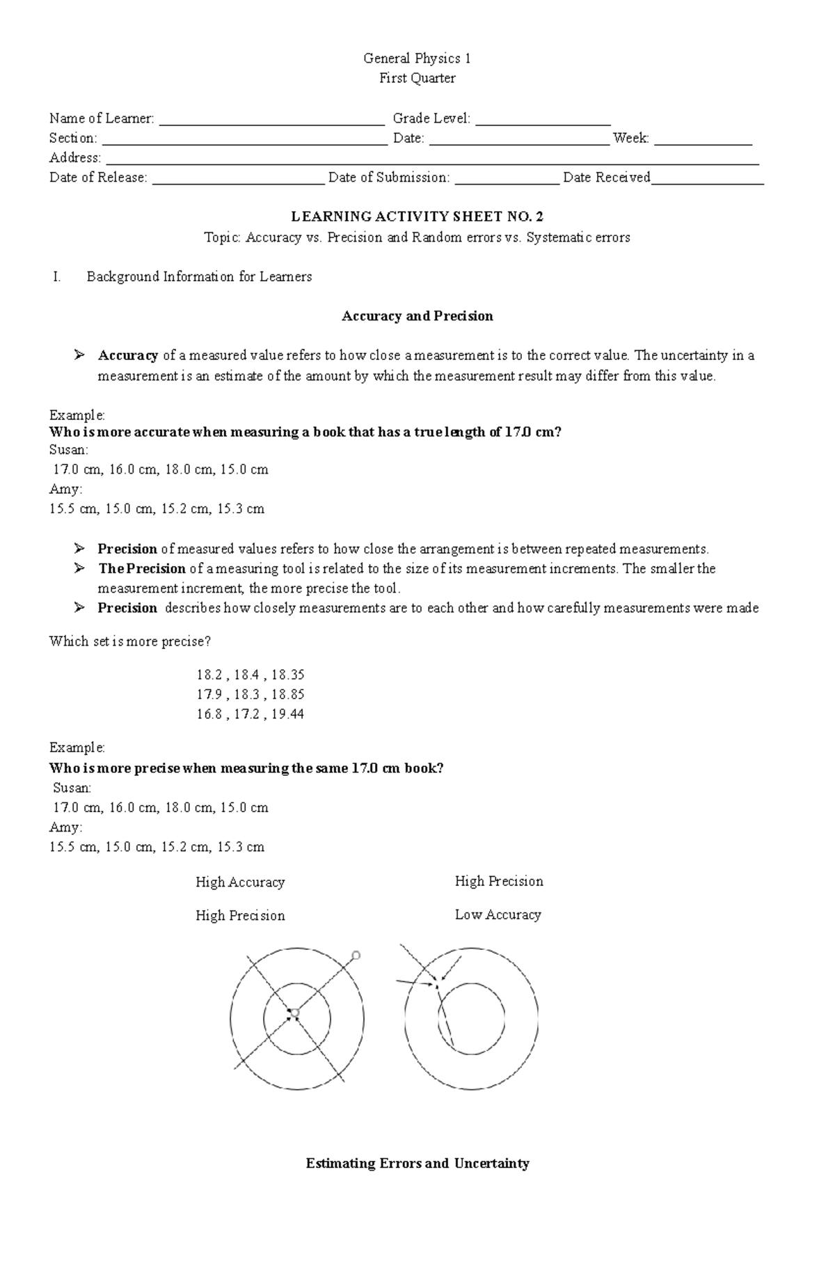 First Qtr WEEK 1 STEM GP12EU-la-2,3,5 - General Physics 1 First Quarter ...