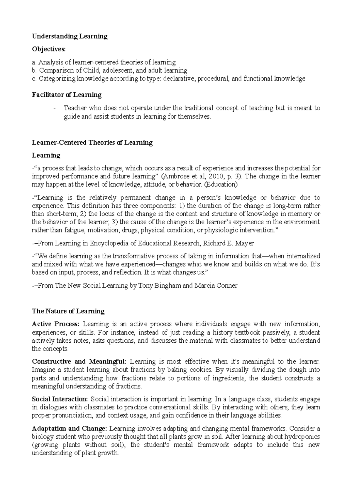 Understanding Learning Fact Sheets - Understanding Learning Objectives ...