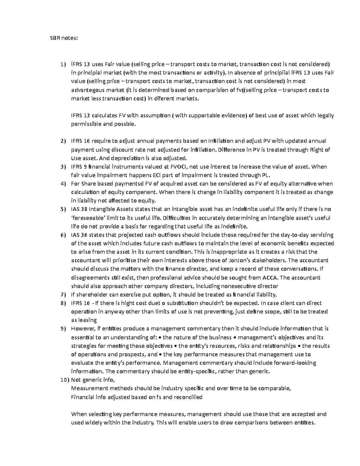SBR Notes - Aaaa - SBR notes: İFRS 13 uses Fair value (selling price ...