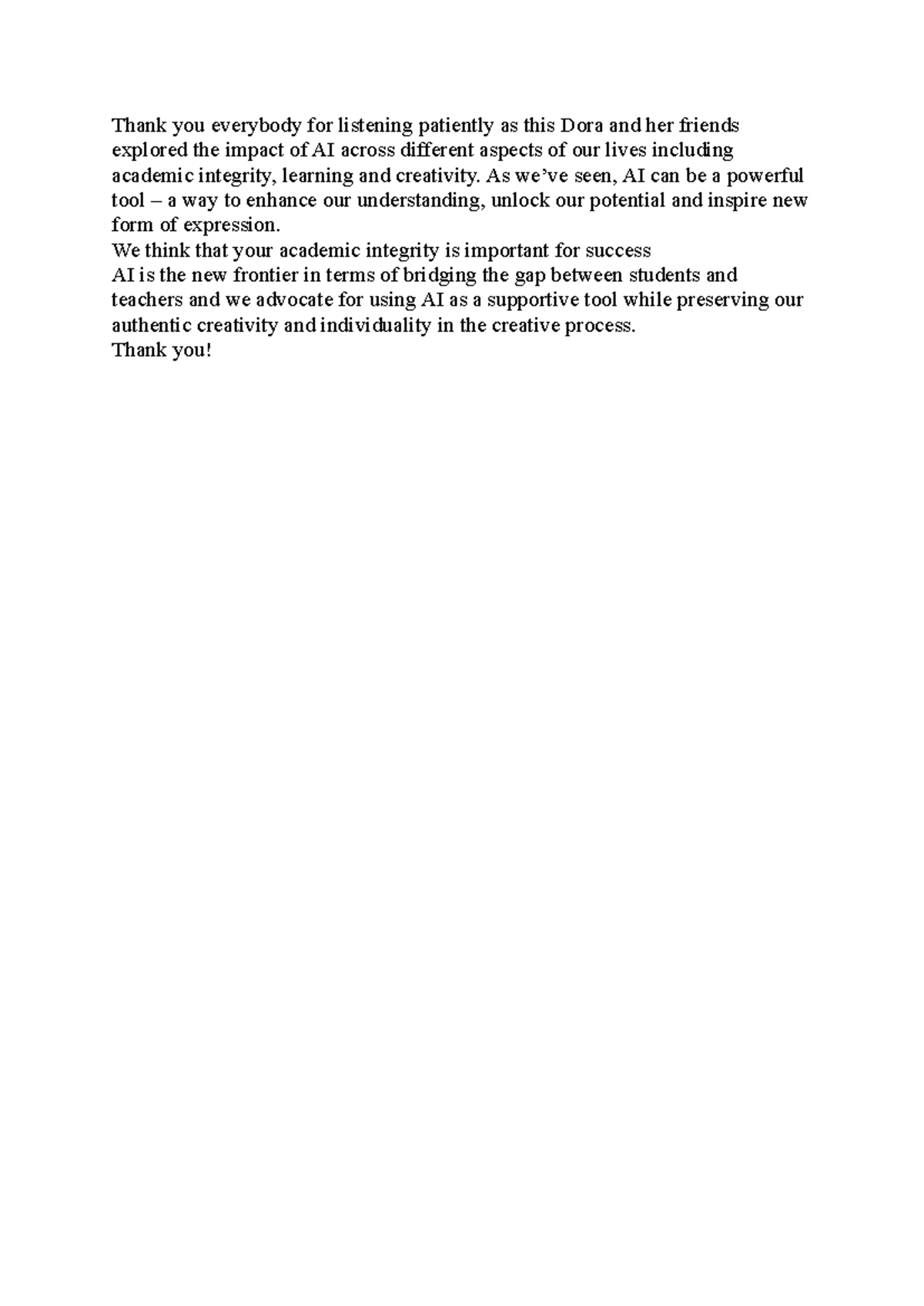Symposium Conclusion - Thank you everybody for listening patiently as ...