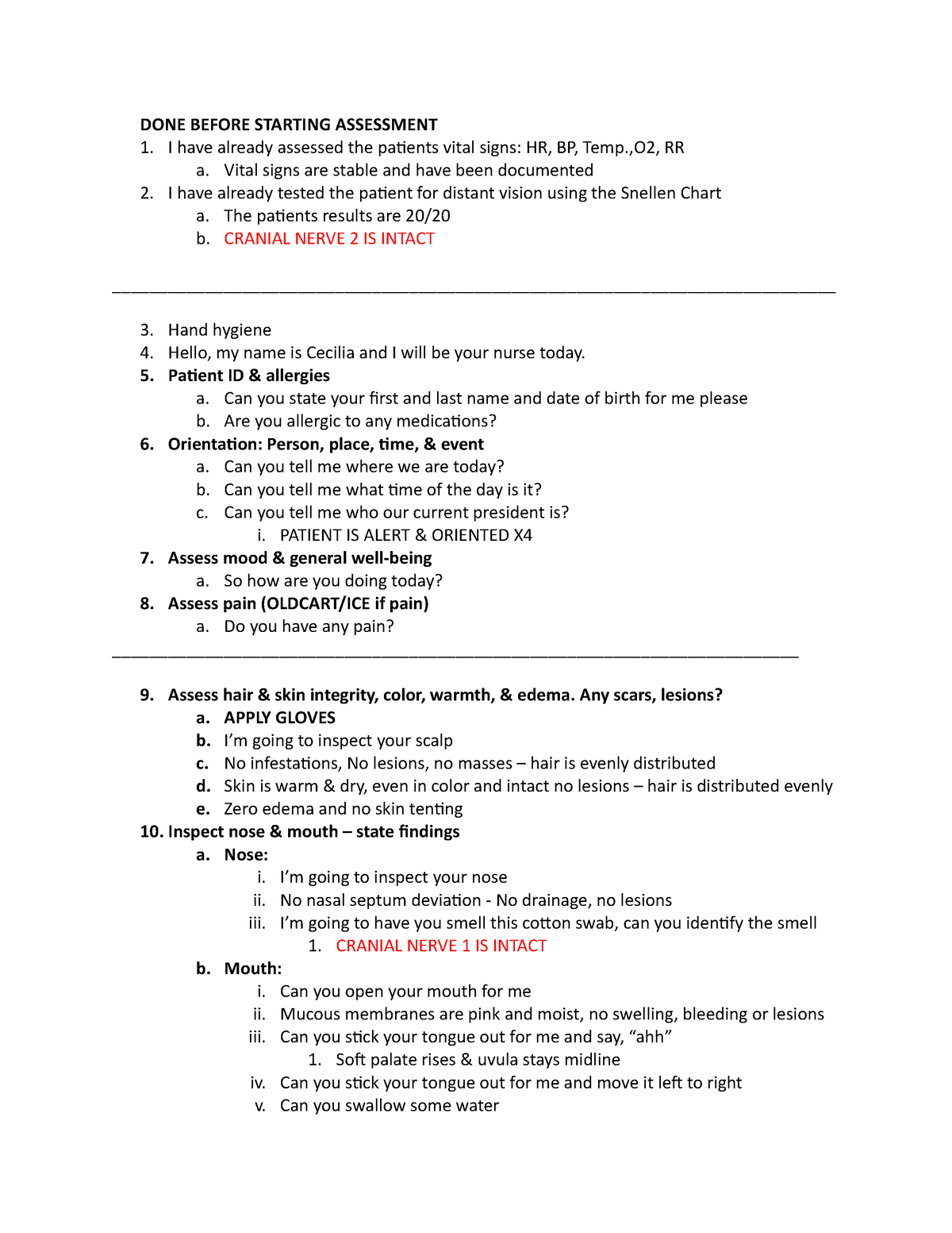 Pt. assessment doc - lecture notes that i took in class. lecture class ...